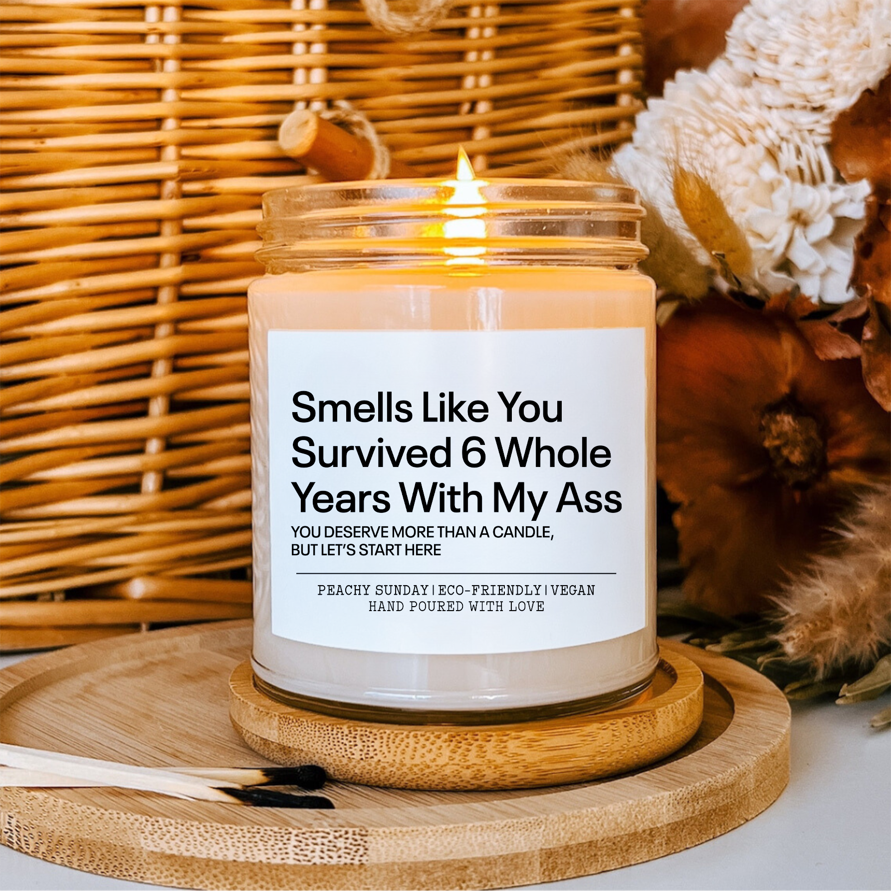 Personalized Smells Like You Survived Whole Years With My A-s Couple Anniversary Gift Candle