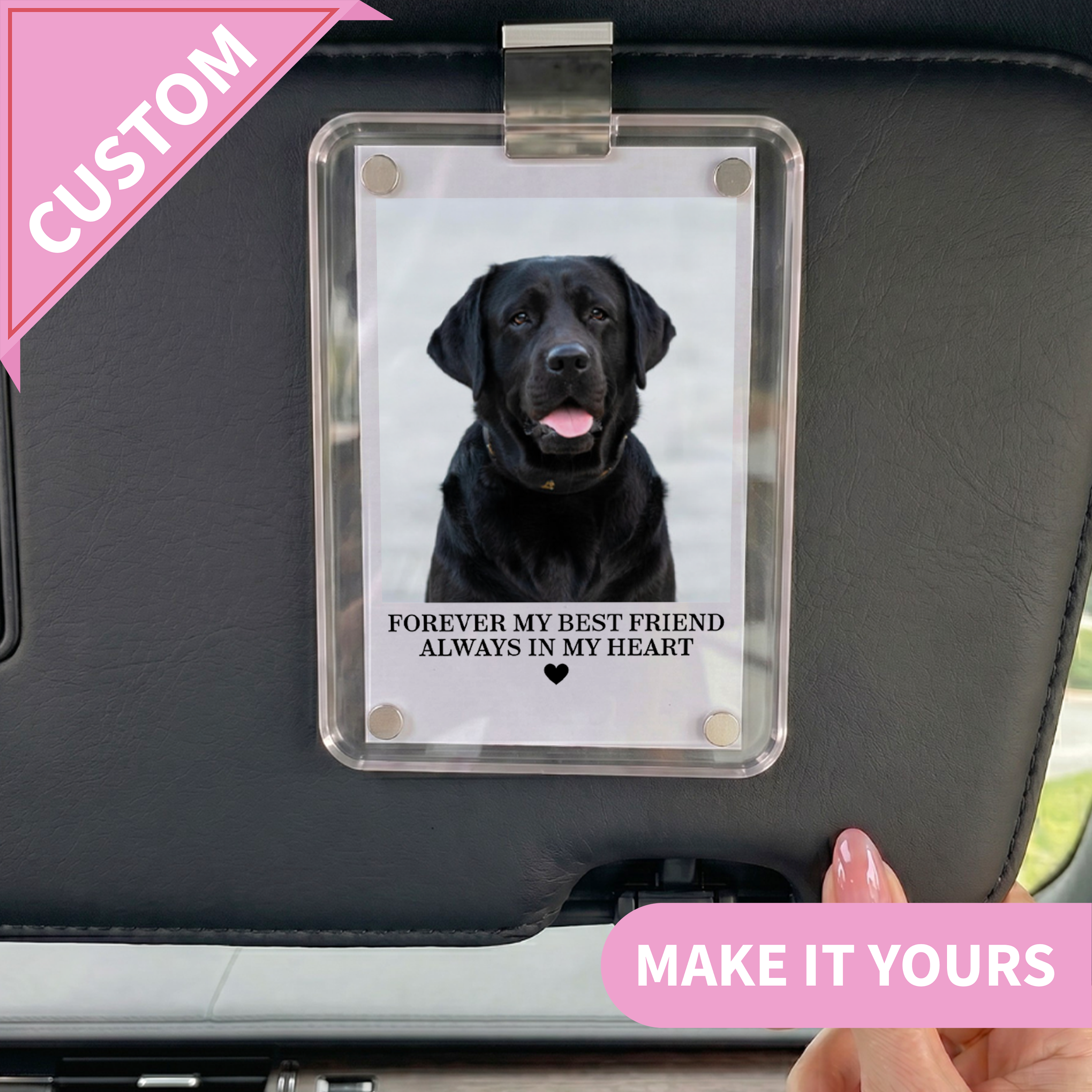 Personalized Forever My Best Friend Dog Photo Car Visor Clip