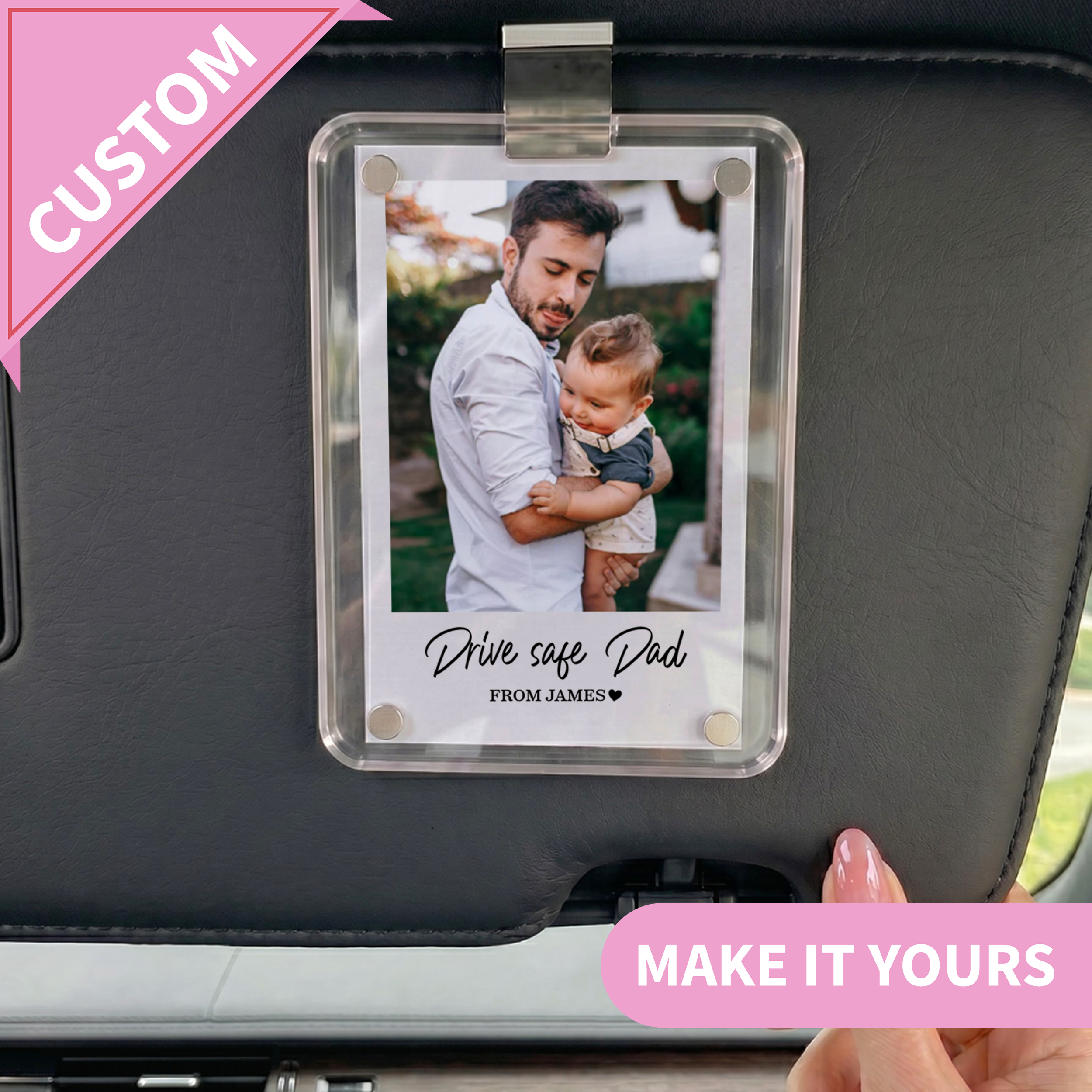 Personalized Drive Safe Dad Car Visor Clip
