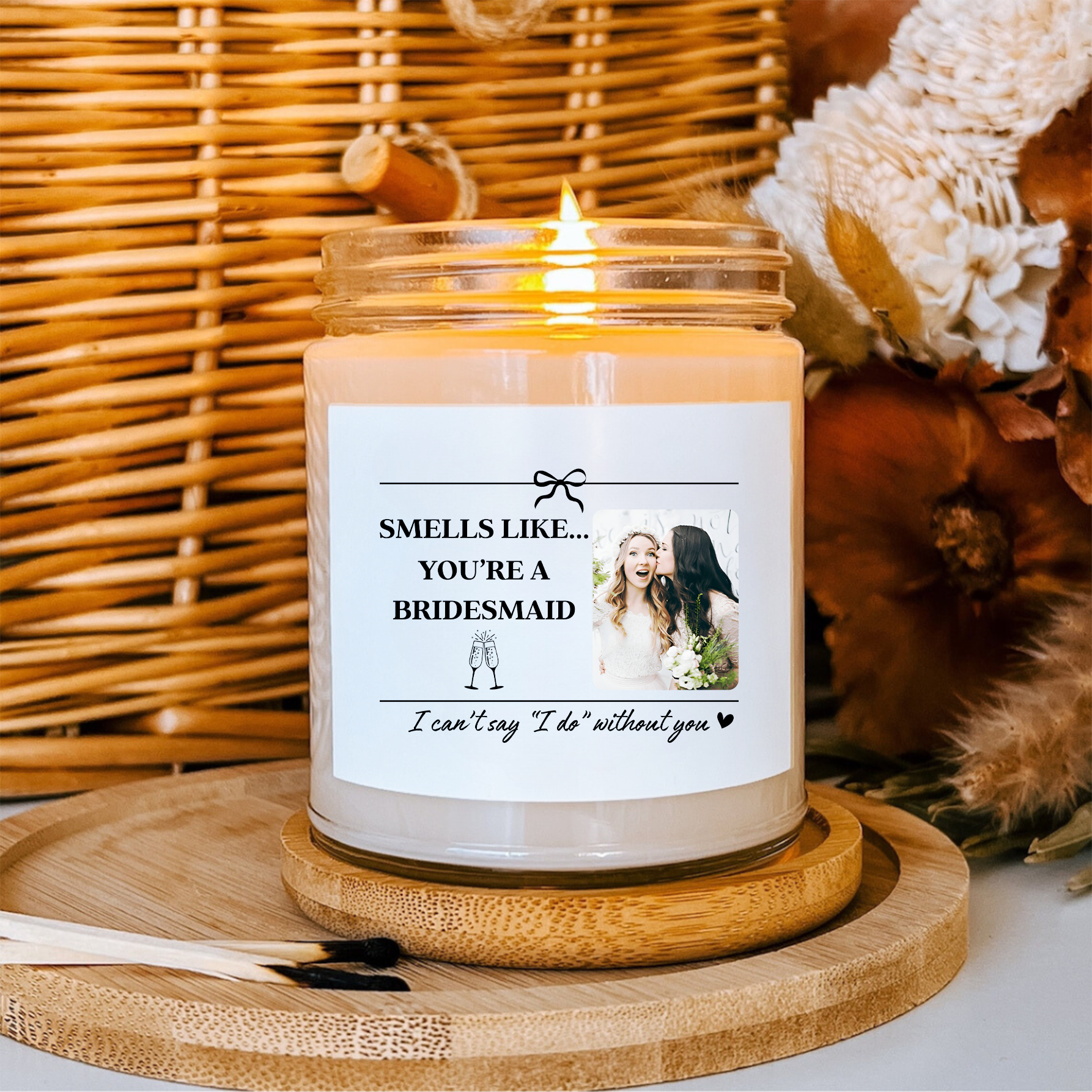 Custom Bridesmaid Wedding Party Gift Candle