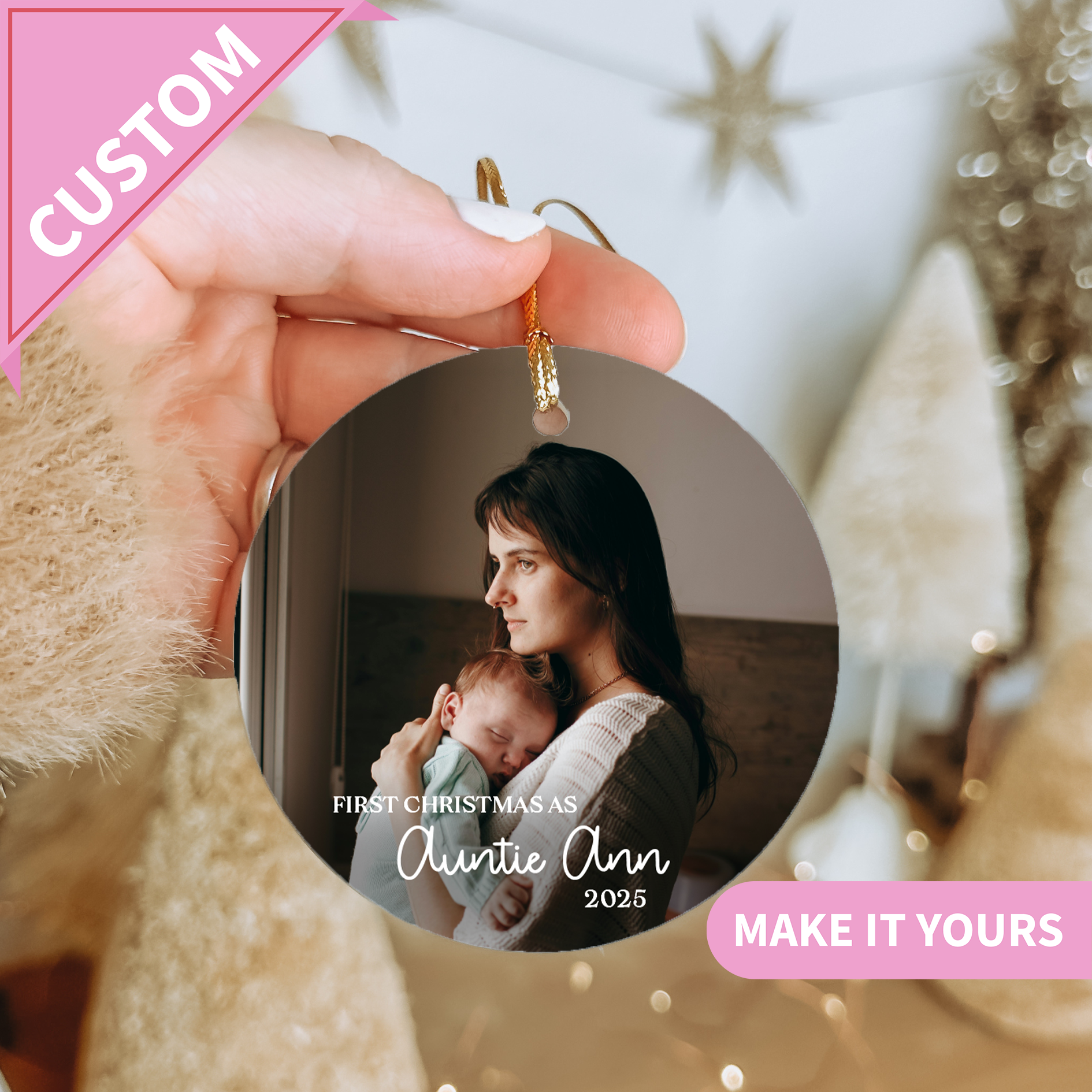 Personalized First Christmas As Auntie Ornament