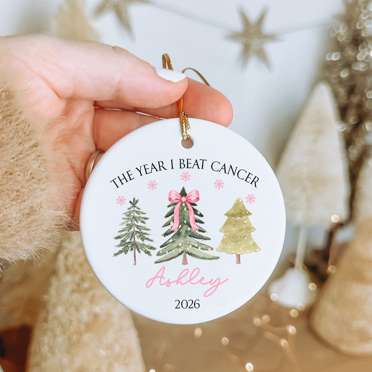 Personalized The Year I Beat The Cancer Christmas Ornament