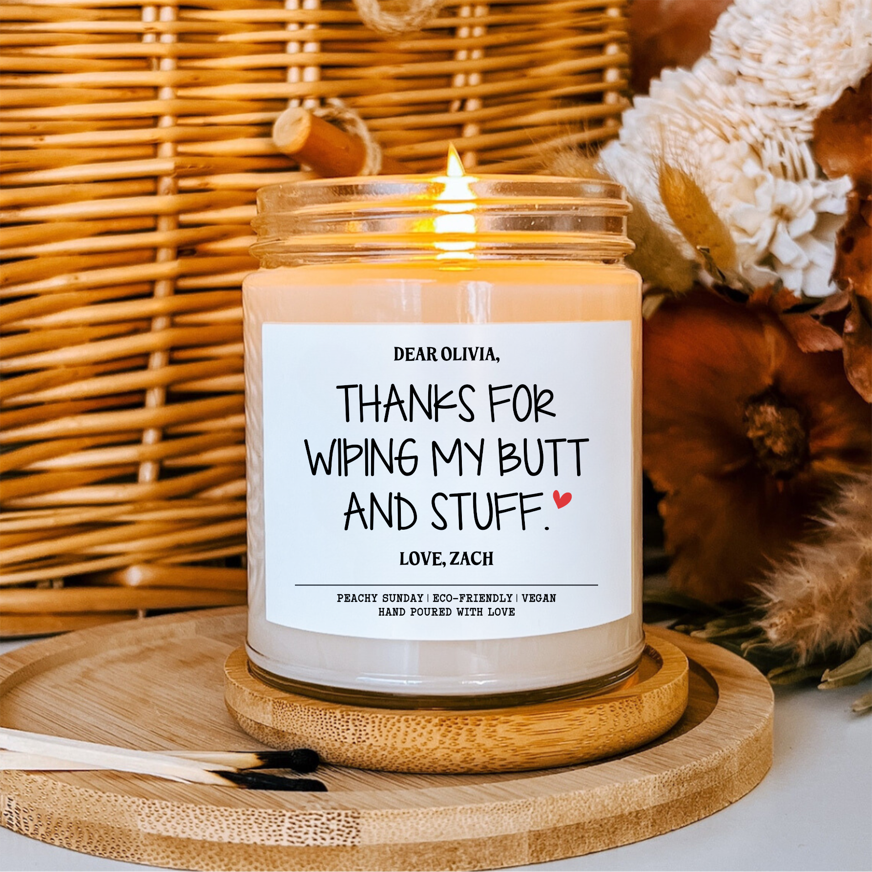 Custom Funny Nanny Thank You Gift for Babysitter & Caregiver Candle