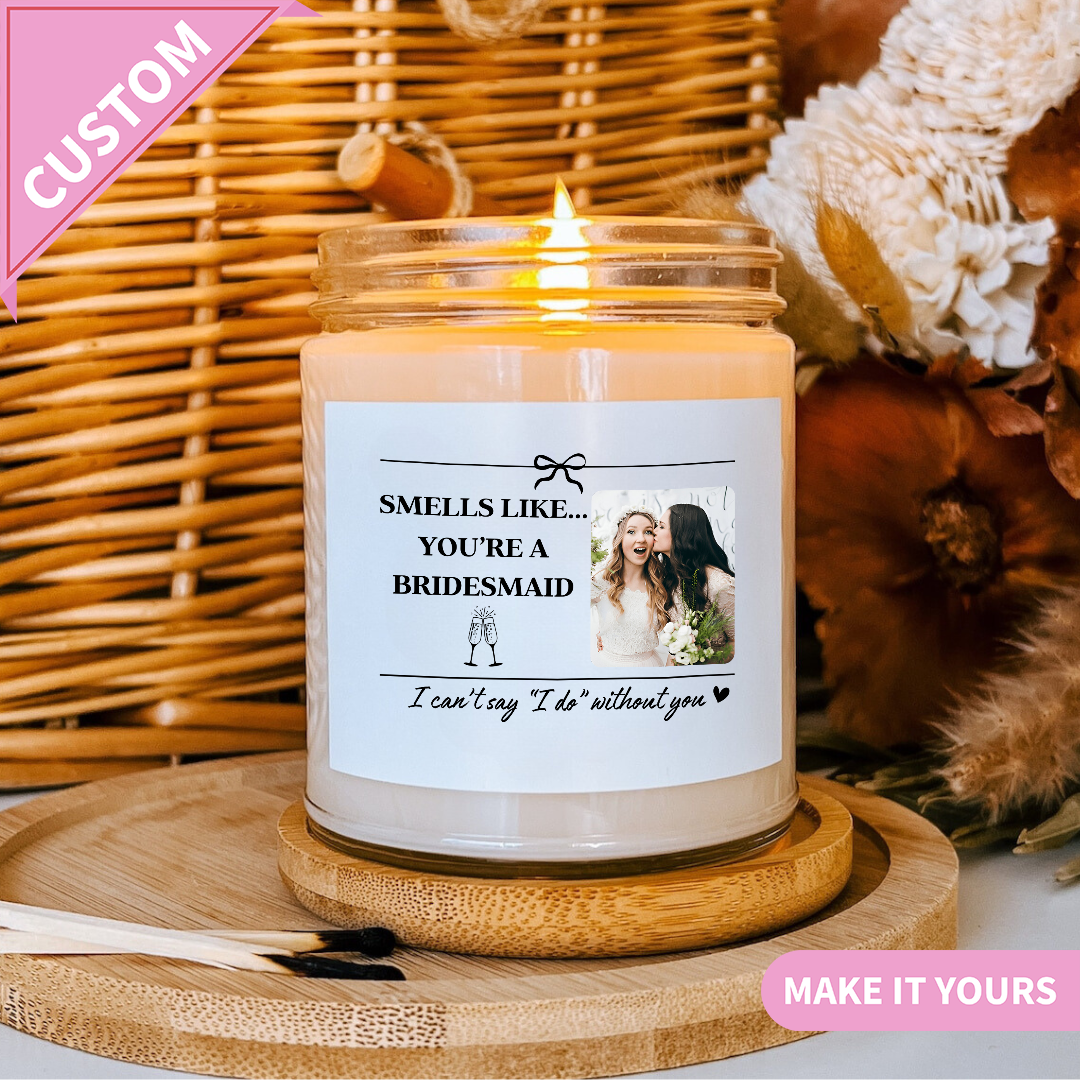 Custom Bridesmaid Wedding Party Gift Candle