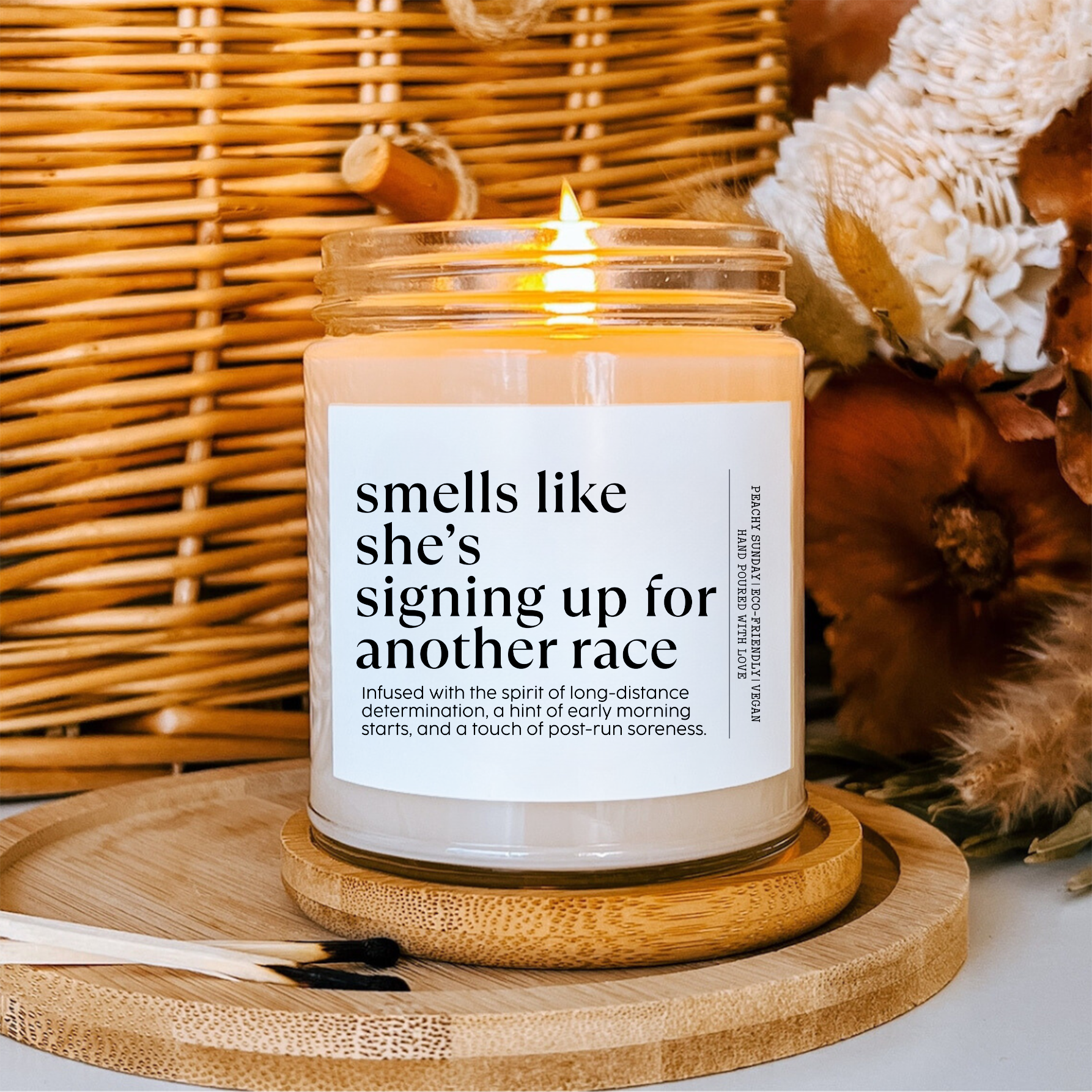Personalized Smells Like She's Signing Up for Another Race Candle