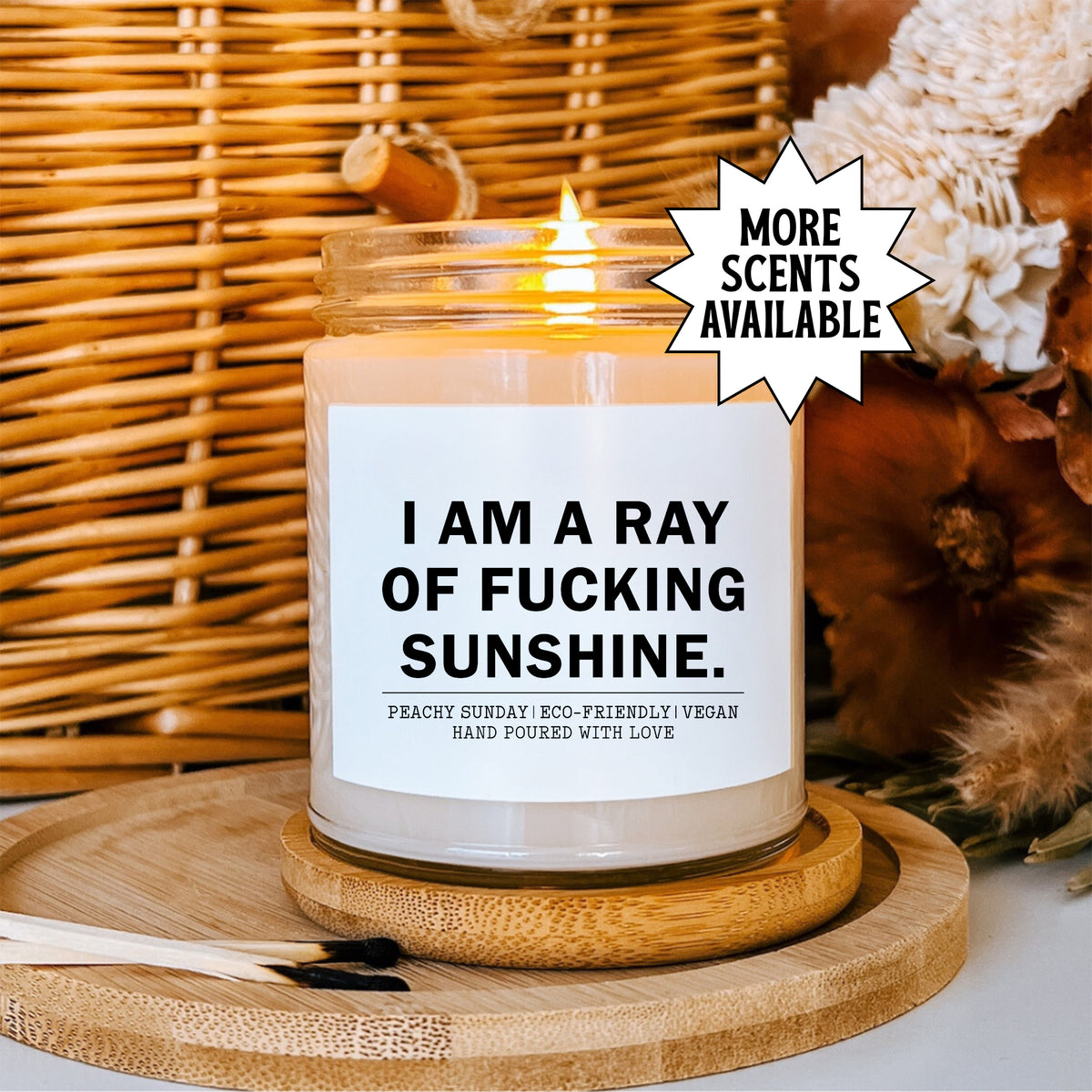 Bougie « Je suis un rayon de soleil p_tain de lumineux »