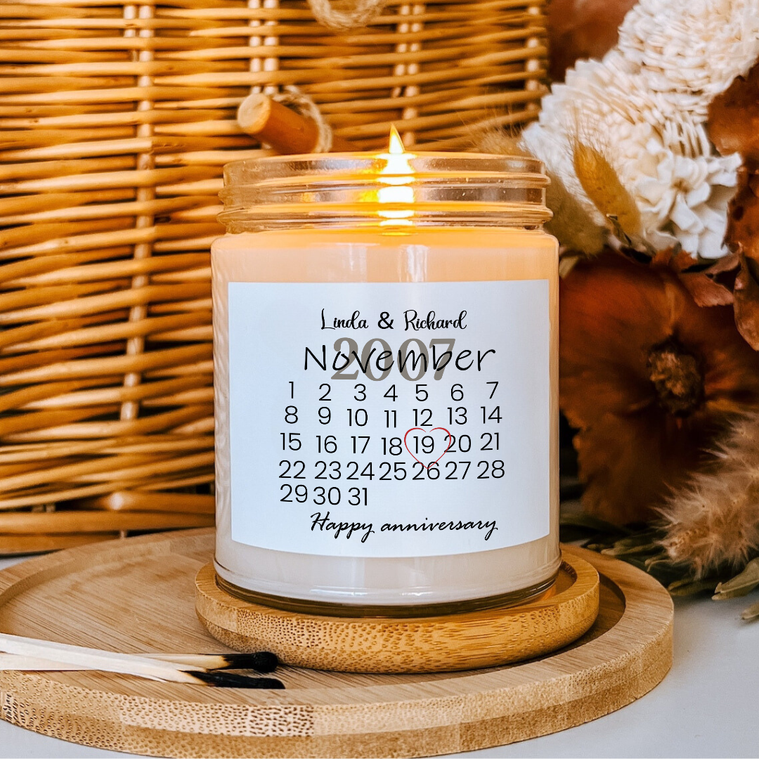 Personalized Happy Anniversary Customizable Dates And Names Candle