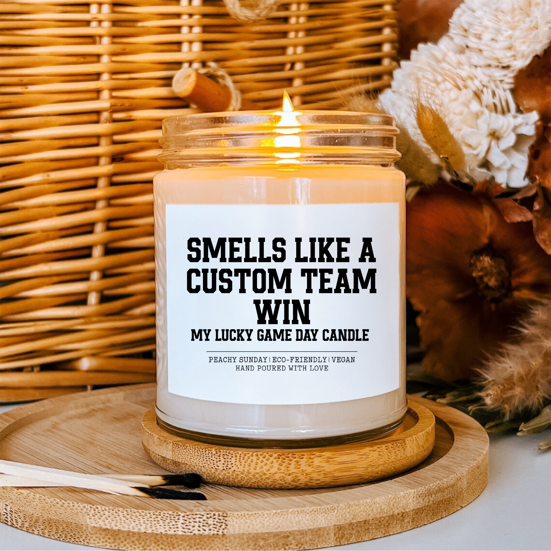 Personalized Smells Like A custom Team Win Candle