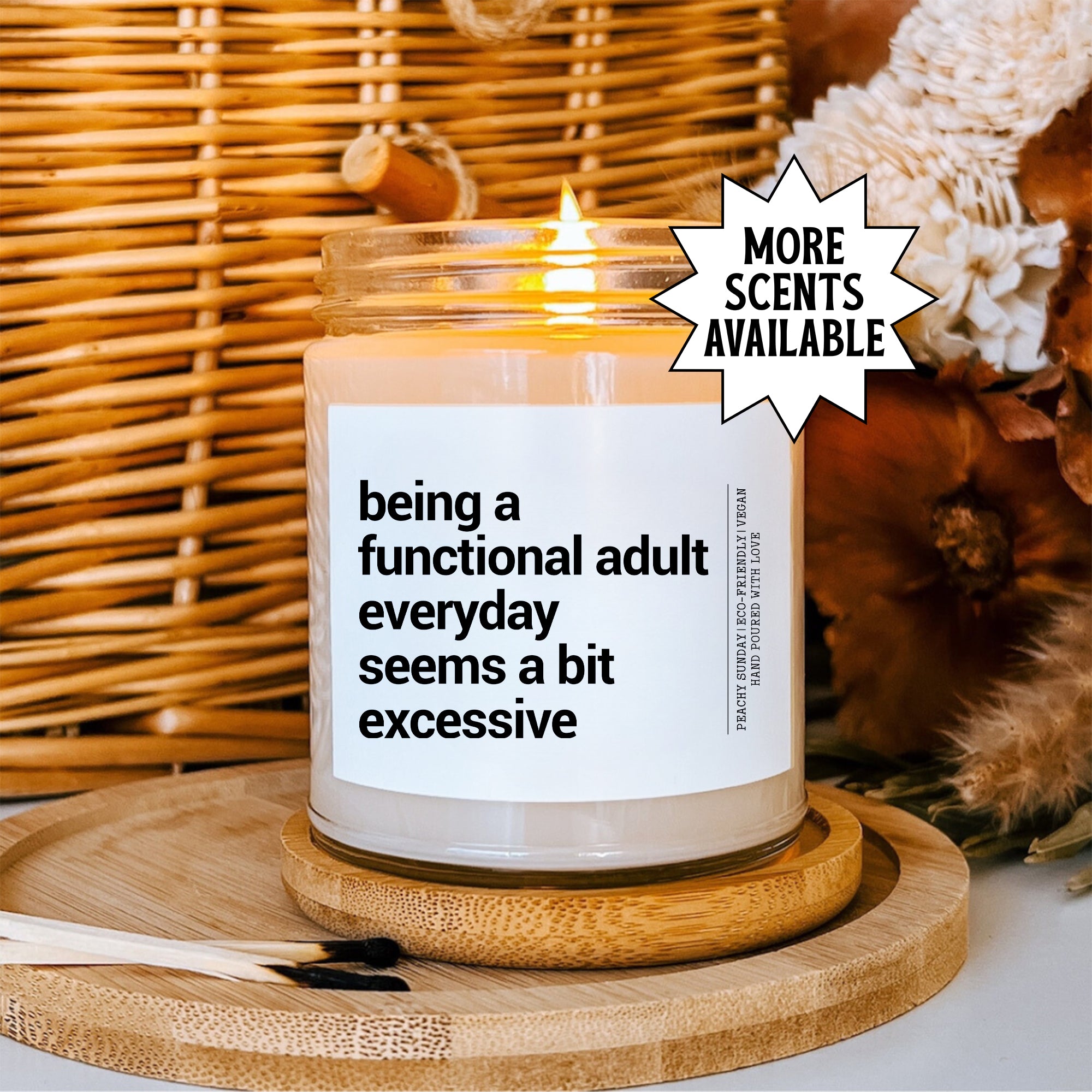 Bougie-cadeau humoristique « Trop d’adulting »