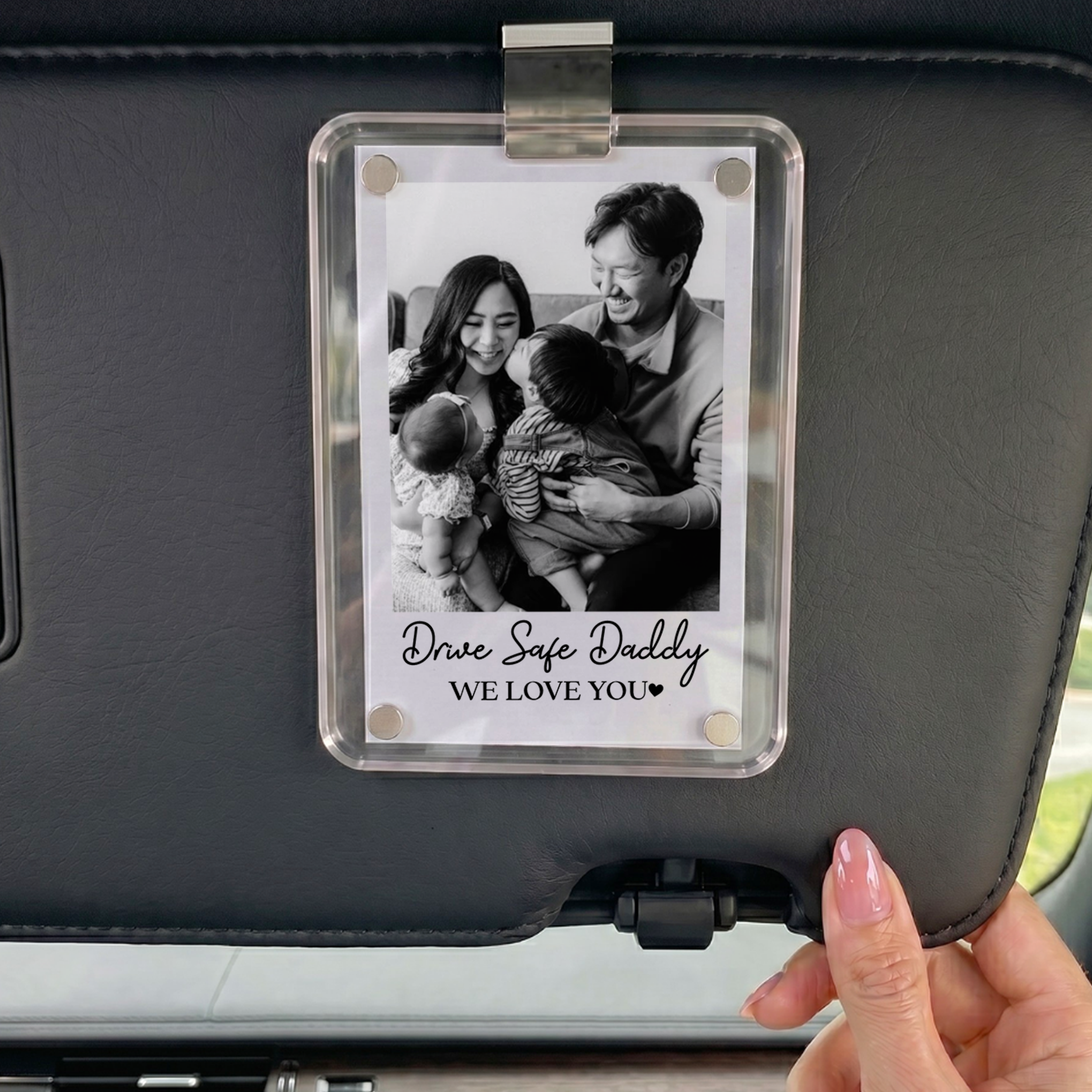 Personalized Drive Safe Daddy We Love You Car Visor Clip