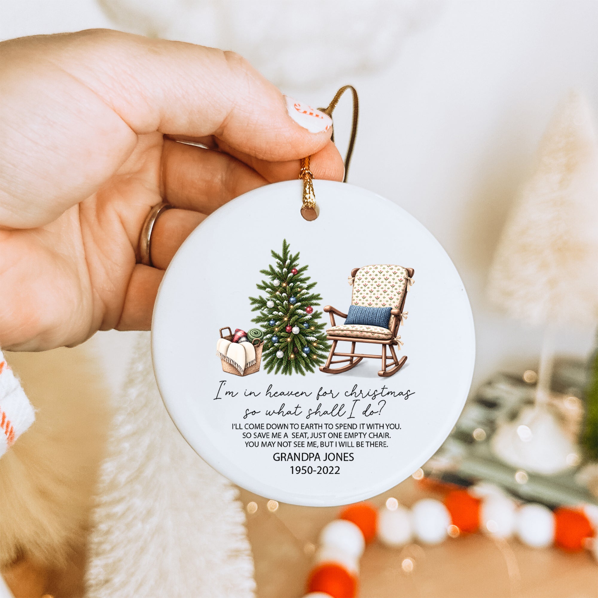 Personalisierbarer Weihnachts-Gedenkbaumschmuck für einen geliebten Menschen im Himmel
