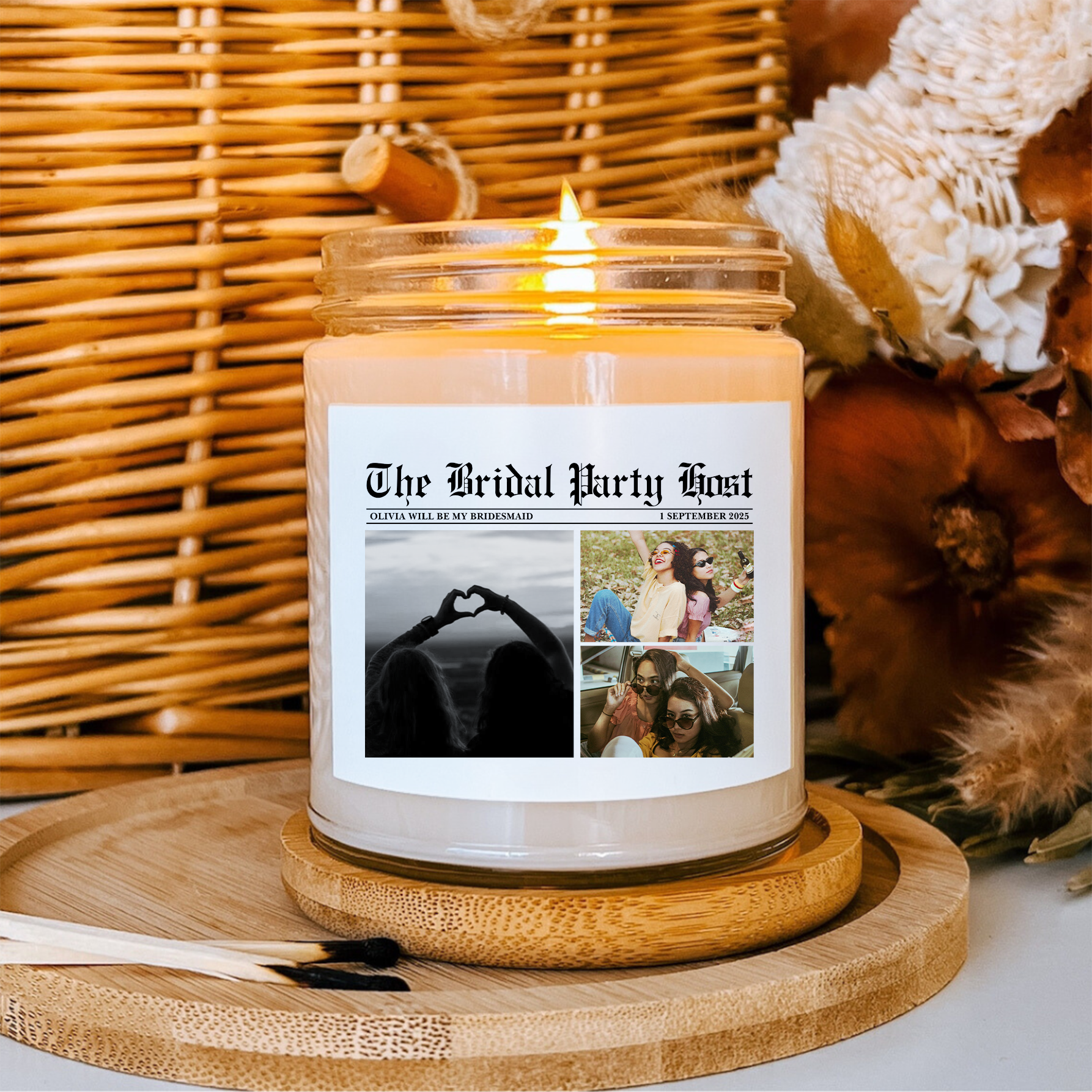 Custom Bridal Party Gift for Bridesmaids & Wedding Hosts Candle