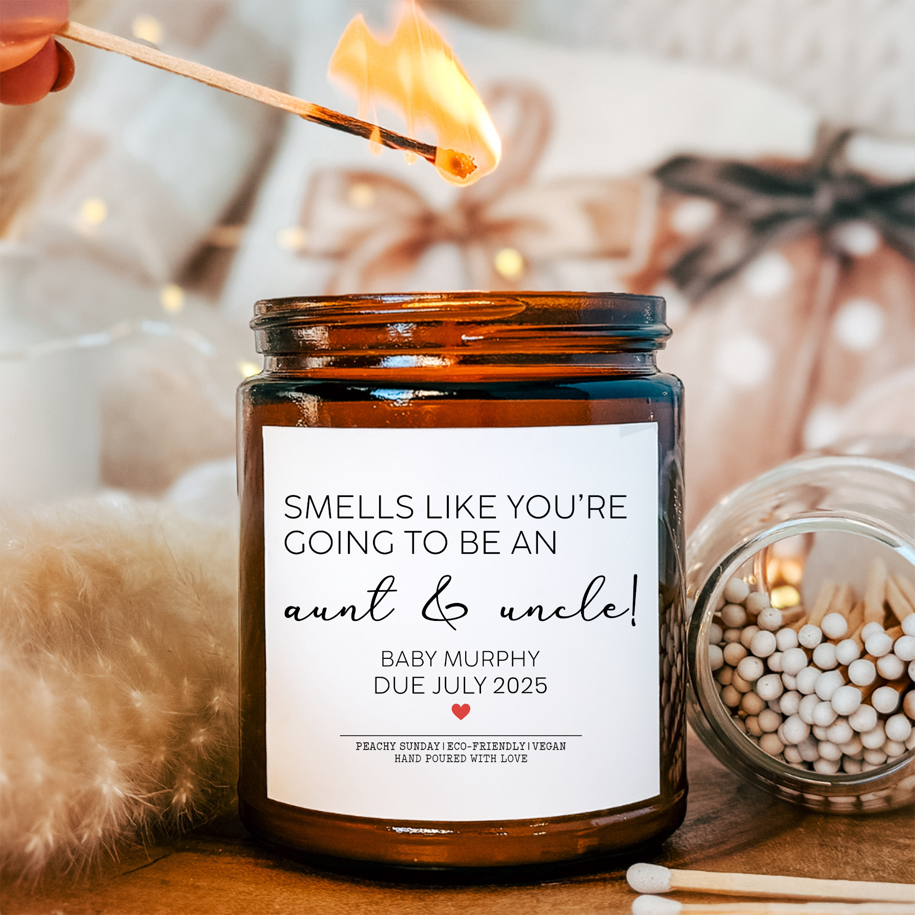 Personalized Smells Like You're Going To Be An Aunt And Uncle Candle