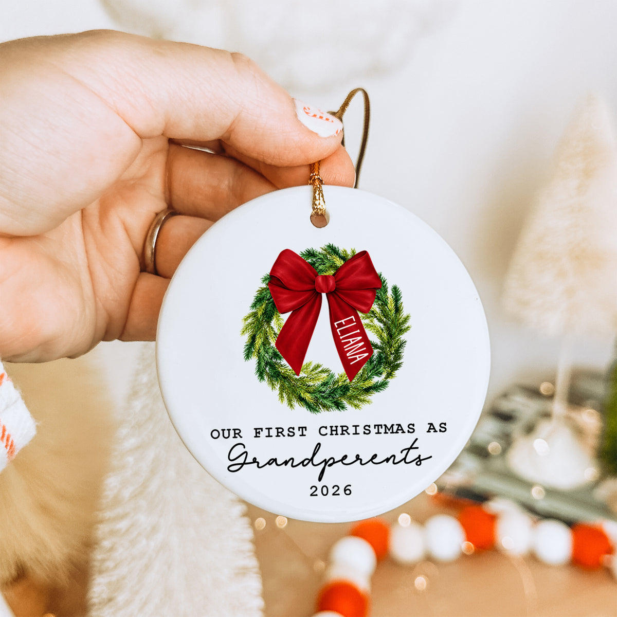 Personalized Our First Christmas As Grandperents Ornament