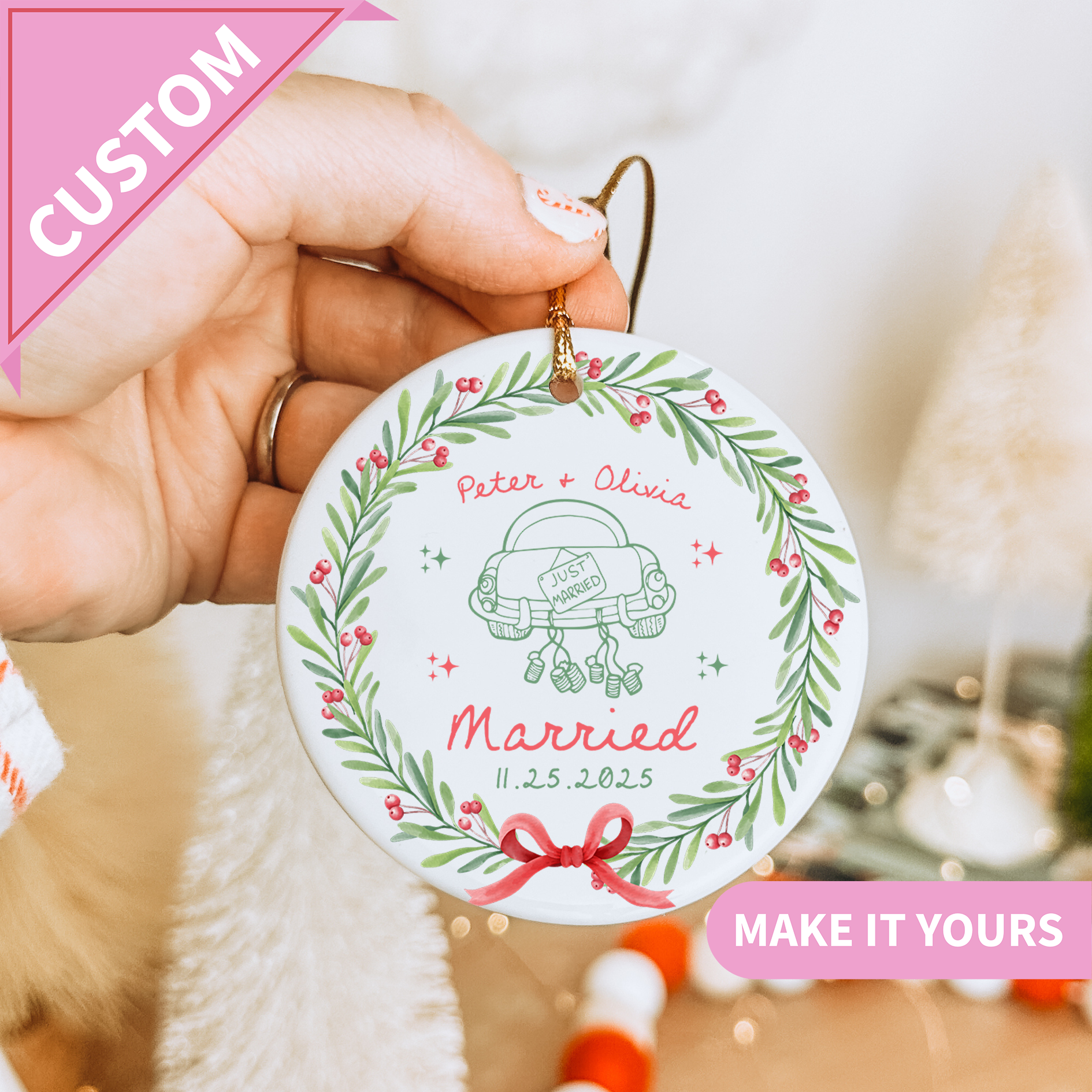 Personalized Wedding Car Ornament