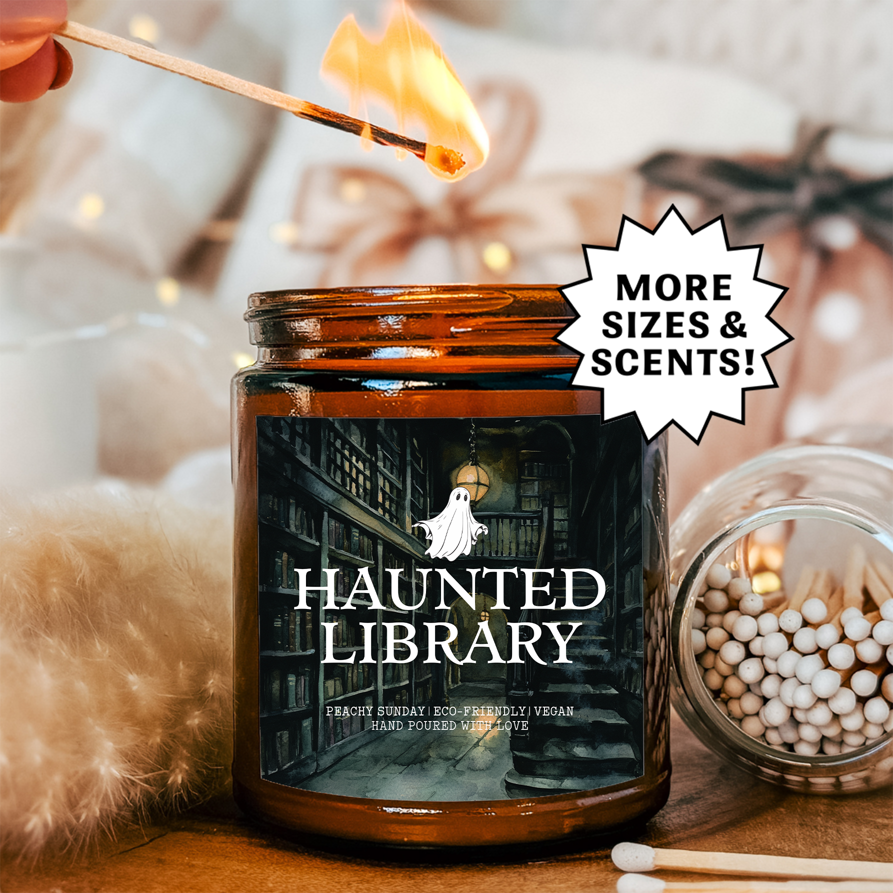 Haunted Library Soy Candle, spooky candle
