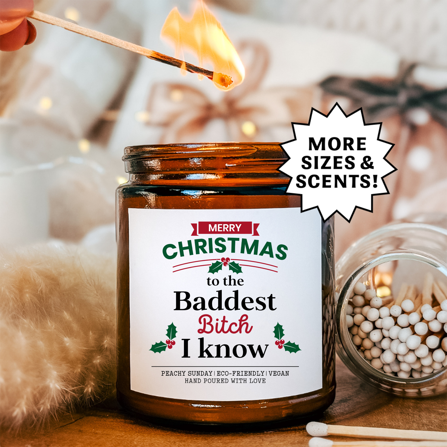 Merry Christmas To The Beddest B-tch I Know Best Friend Gift Candle