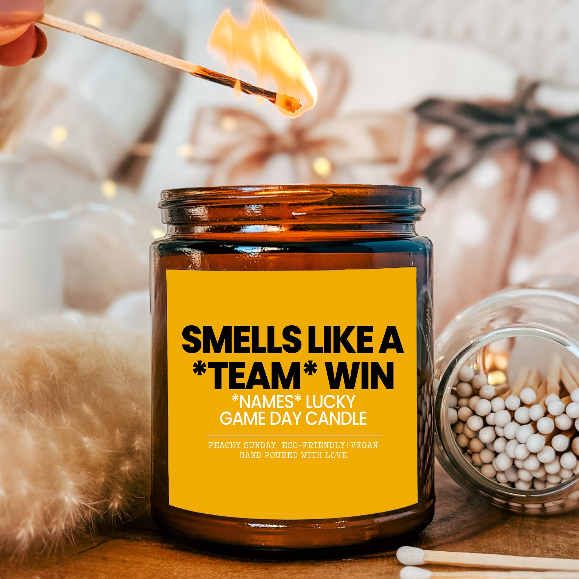 Personalized Game Day Candle Custom Name Sports Fan Gift
