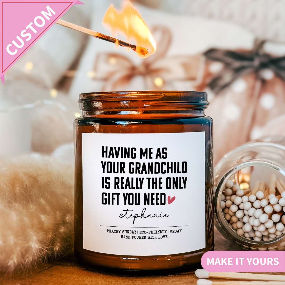 Custom Funny Grandpa Grandma Gift from Grandchild Candle