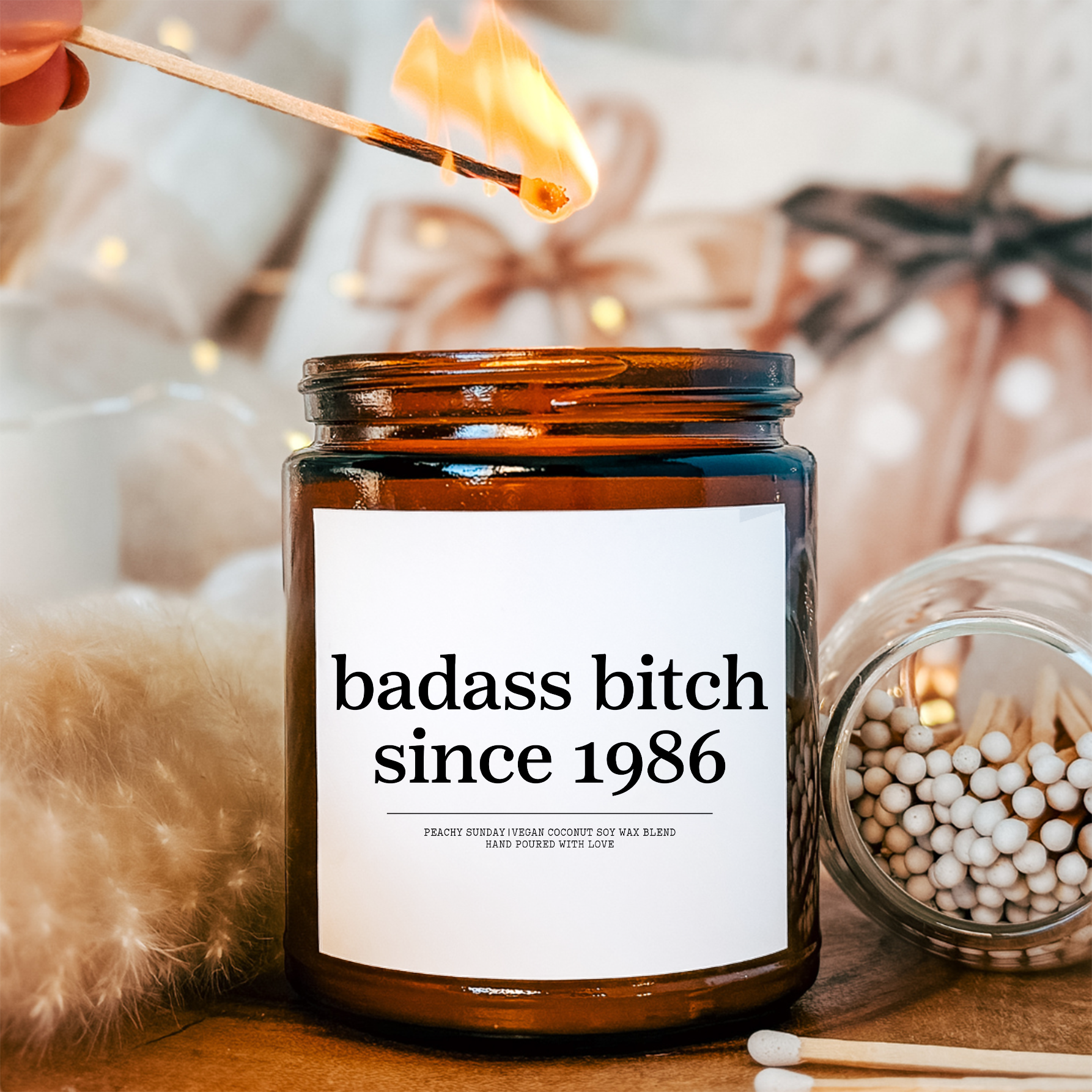 Personalized Badass B-tch Since 1986 Candle
