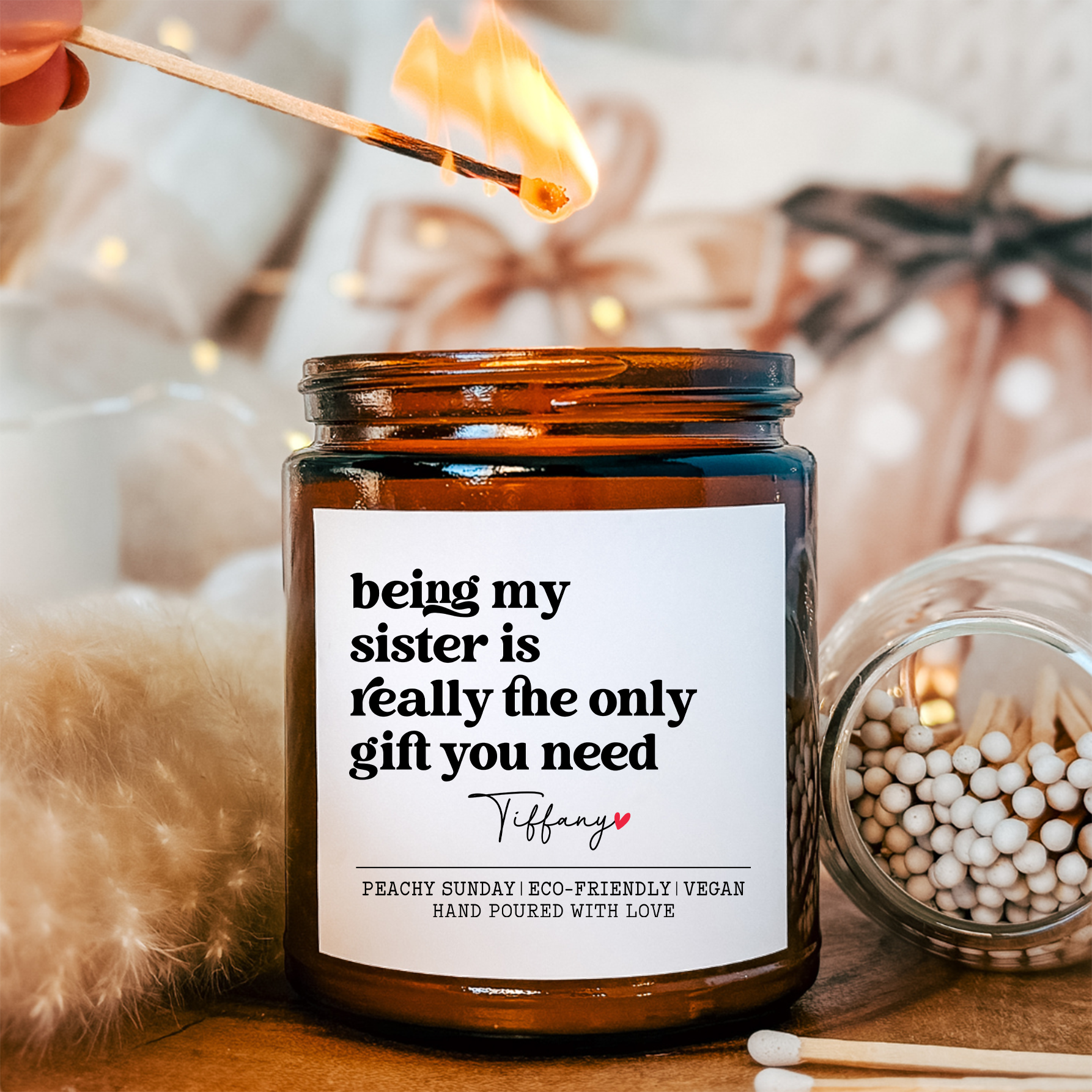 Personalized Being My Sister  Is Really The Only Gift You Need Candle