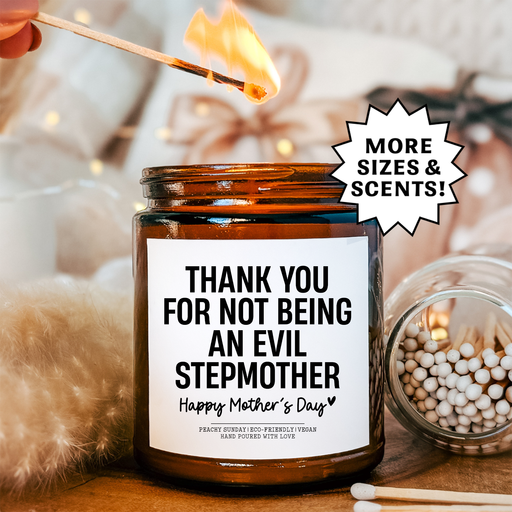 Thank You For Not Being An Evil Stepmother Funny Mother's Day Candle