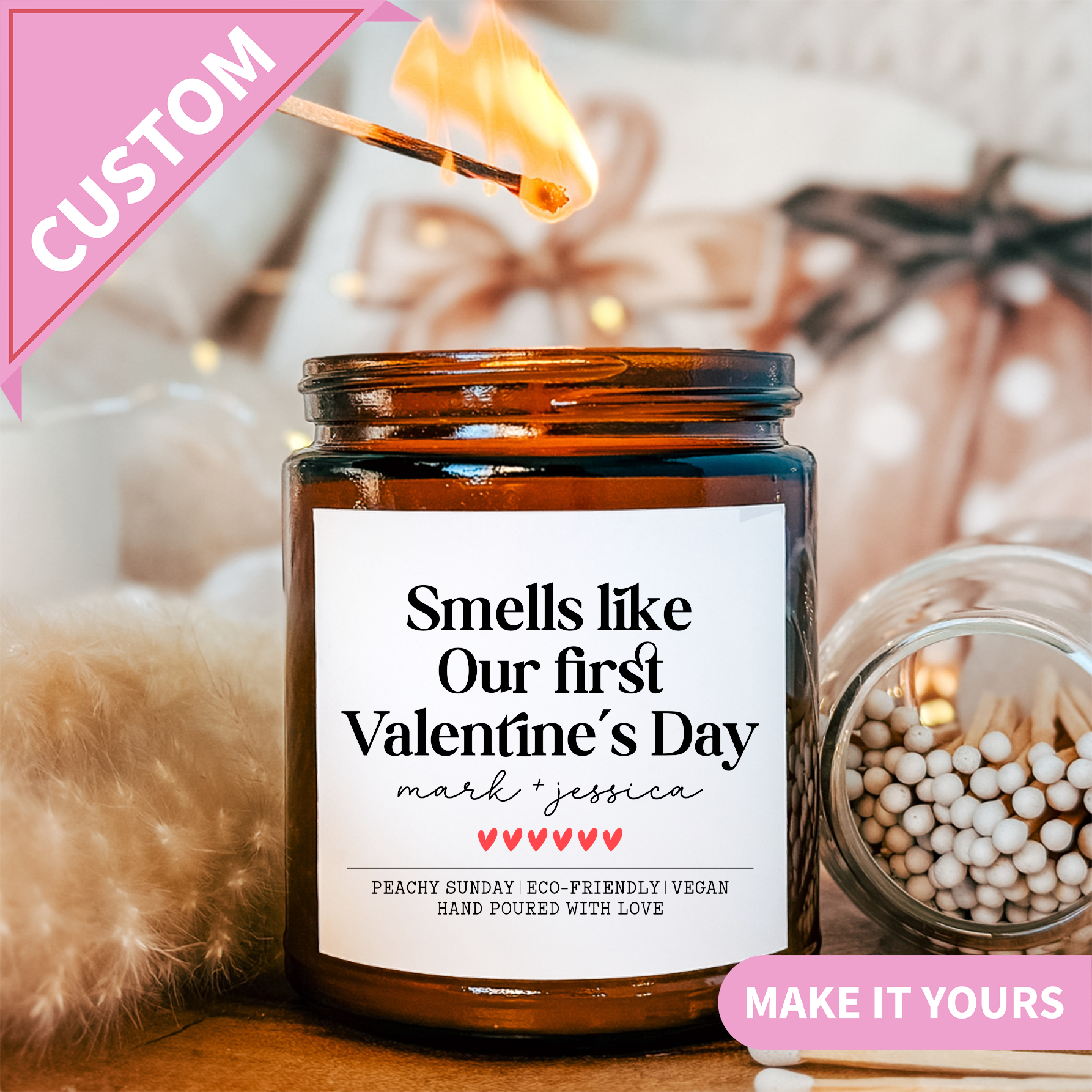 Personalized Smells Like Our First Valentine's Day Candle