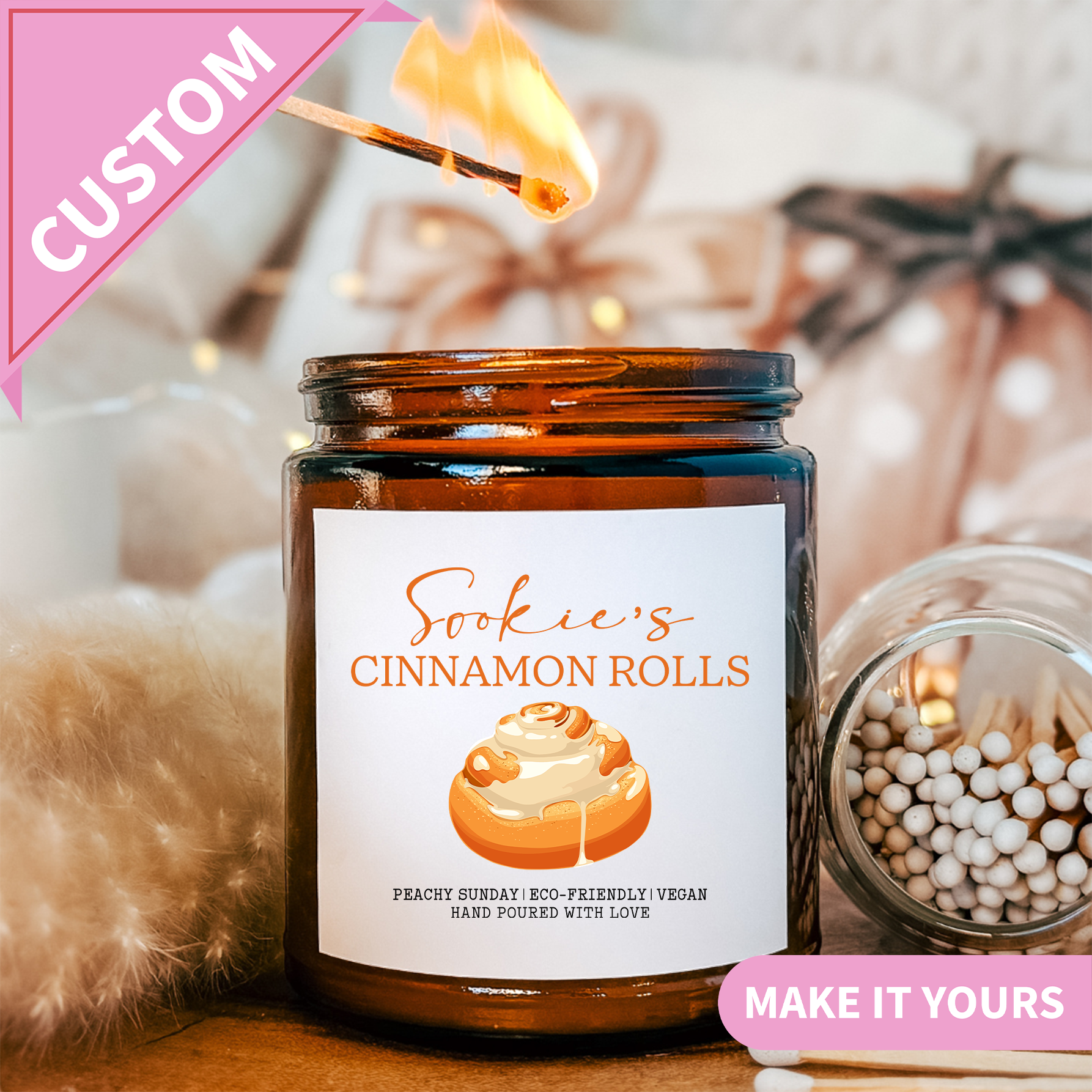 Personalized Sookie's Cinnamon Rolls Candle