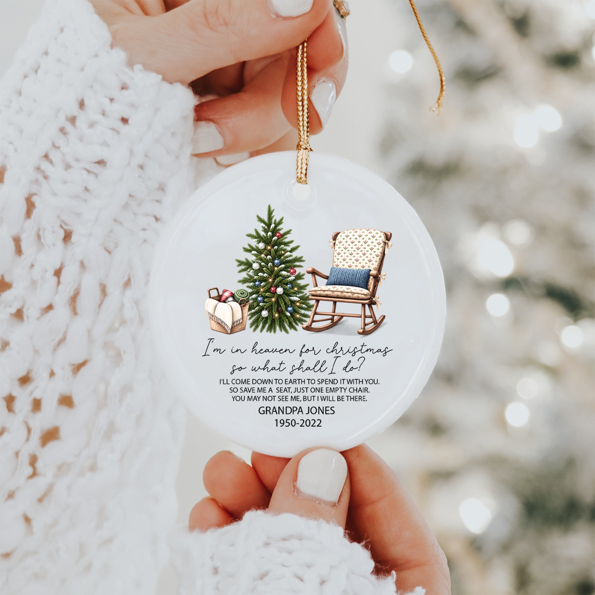 Personalisierbarer Weihnachts-Gedenkbaumschmuck für einen geliebten Menschen im Himmel