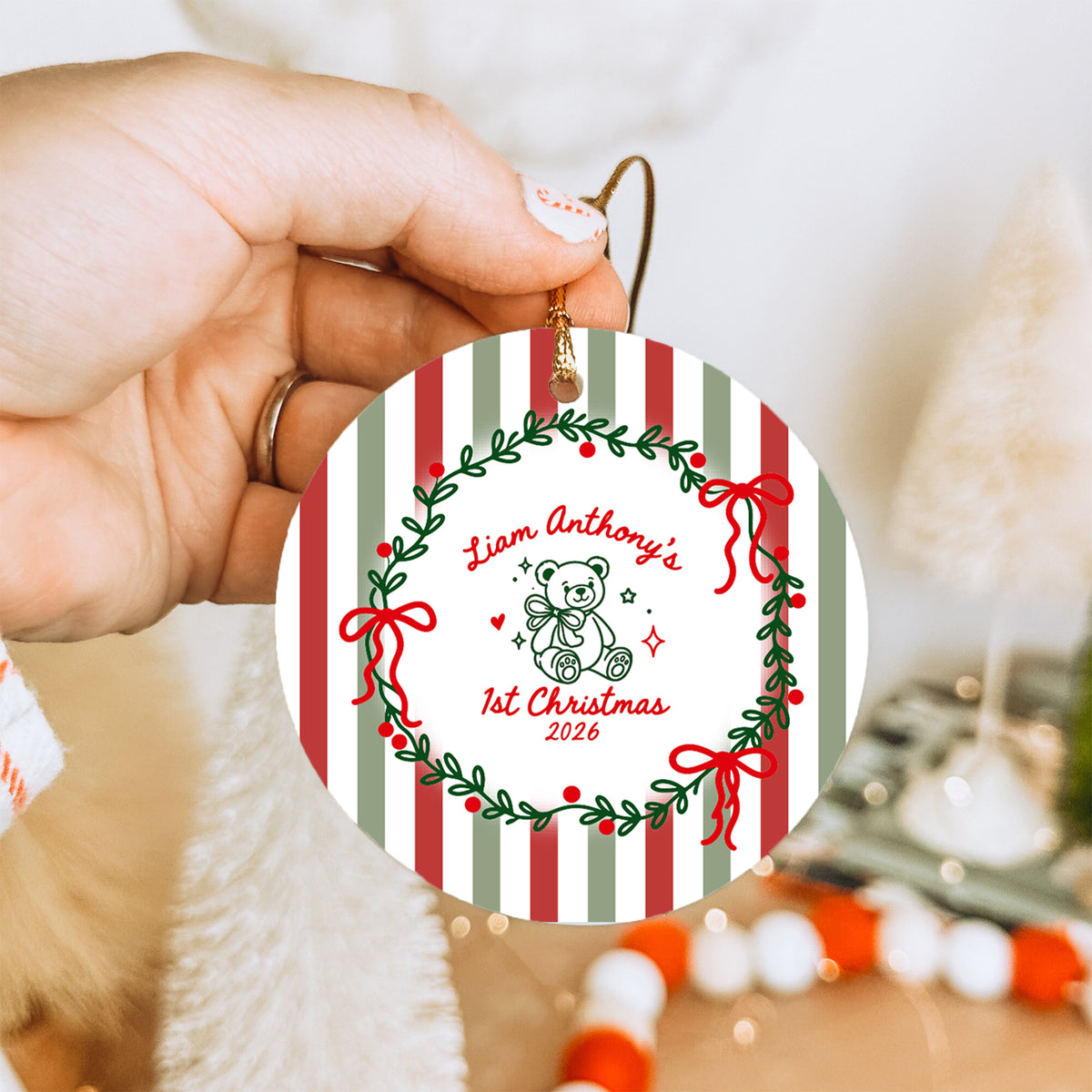 Personalisierbarer Christbaumschmuck zum 1. Weihnachten des Babys