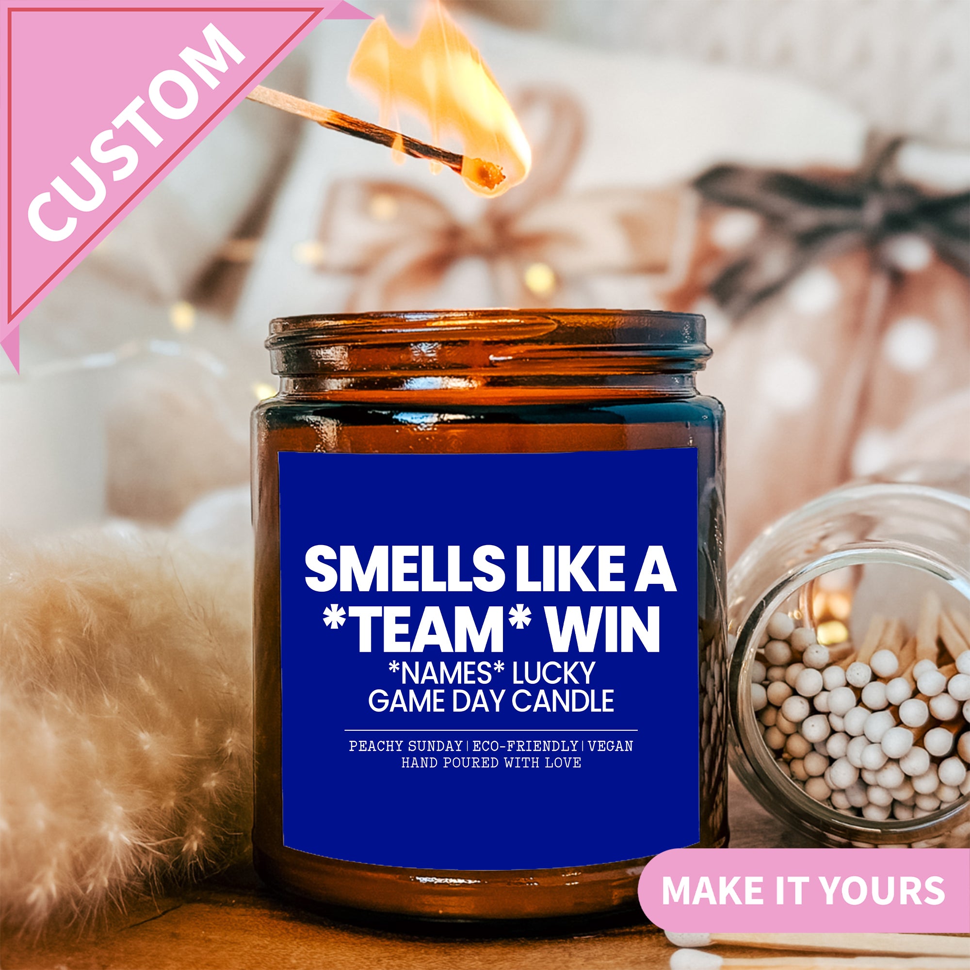 Personalized Smells Like A Team Win Lucky Game Day Candle