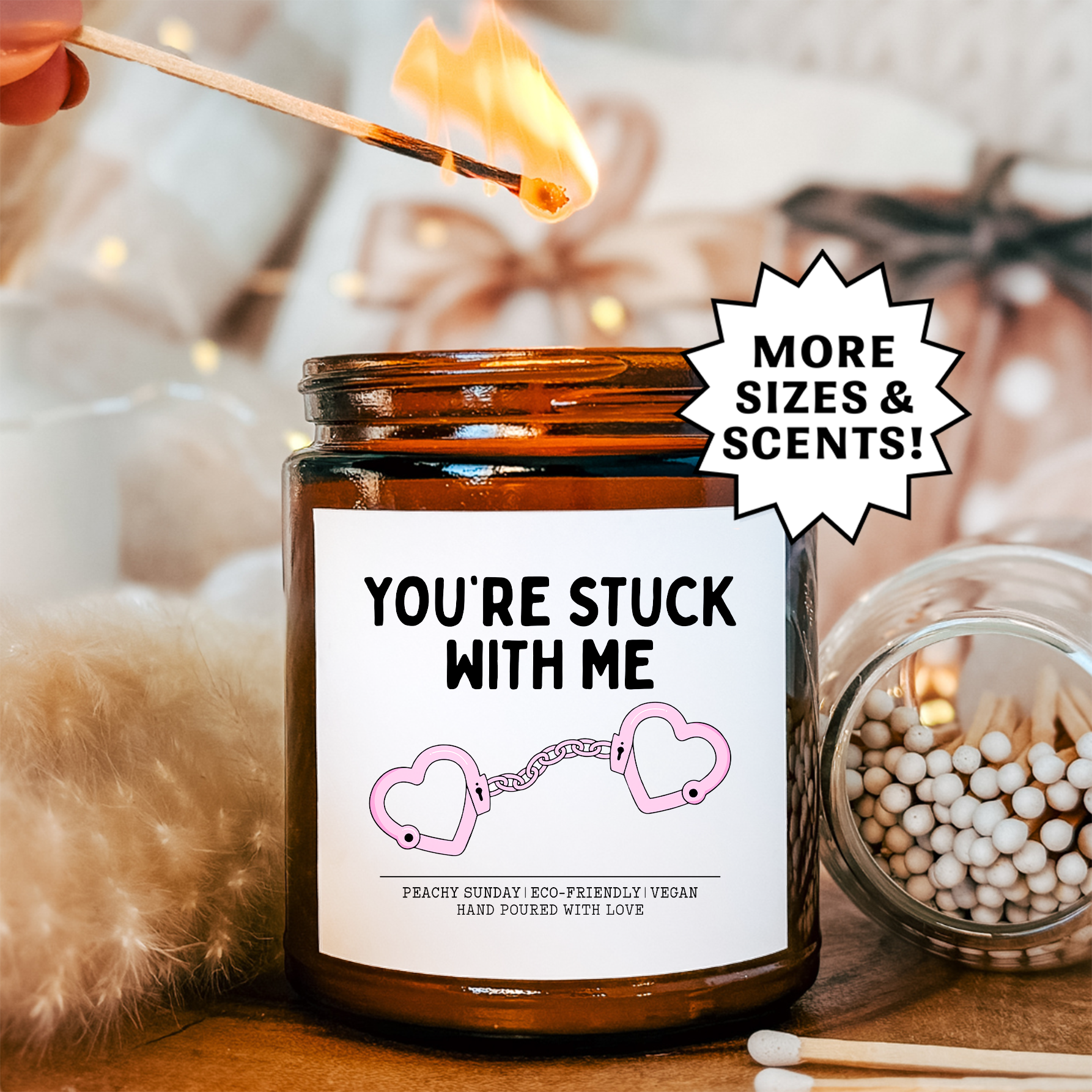 You're Stuck With Me Couple Gift Candle