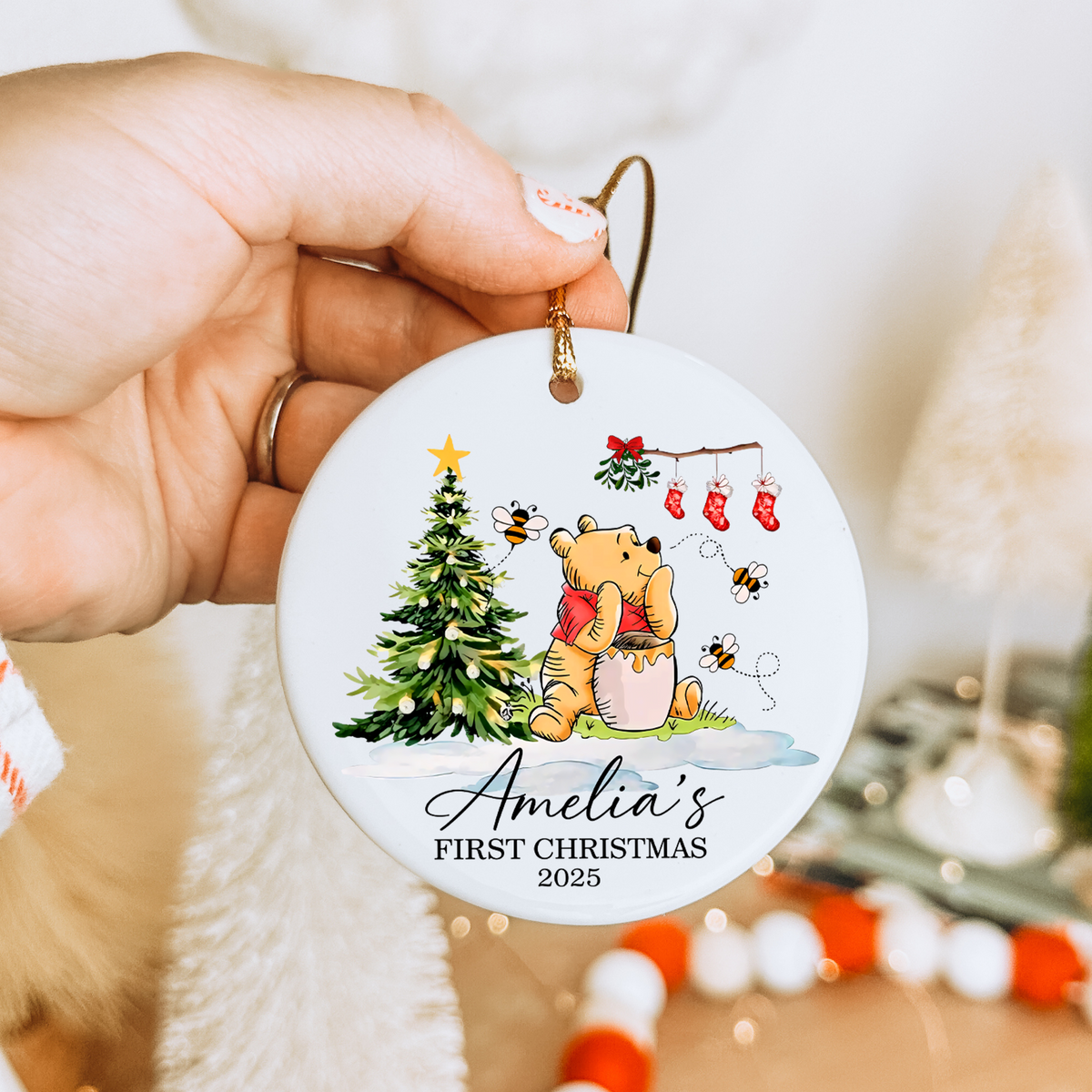 Personalized Baby's First Christmas Pooh Ornament