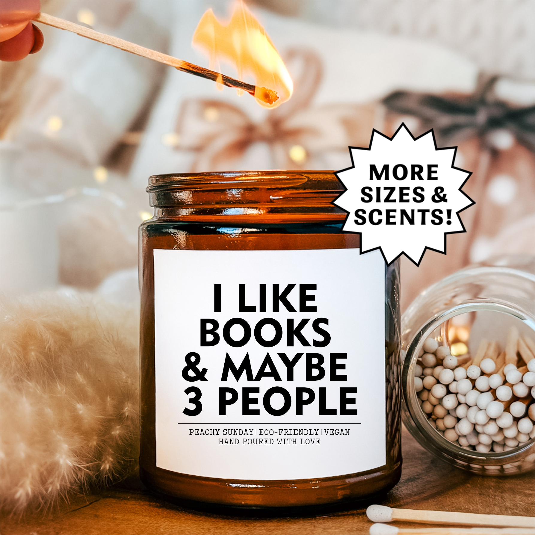 I Like Books & Maybe 3 People Book Lover Candle