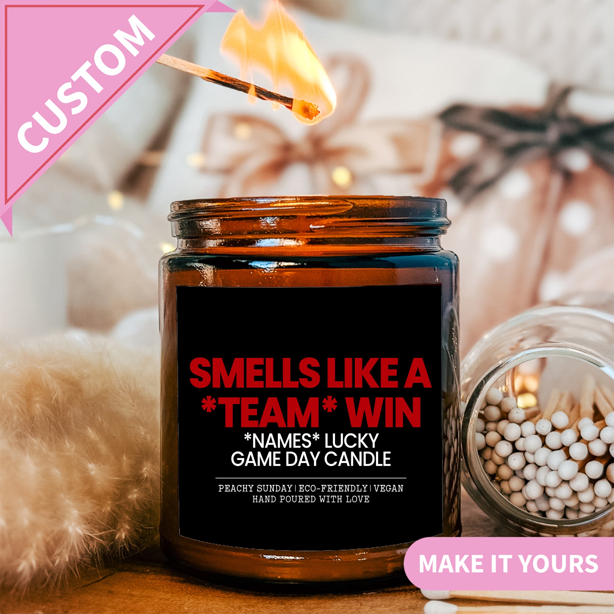 Personalized Team And Name Game Day Candle