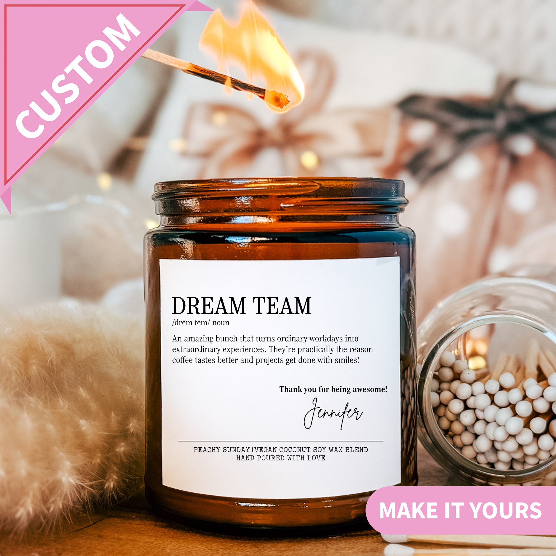 Personalized Team Appreciation Candle