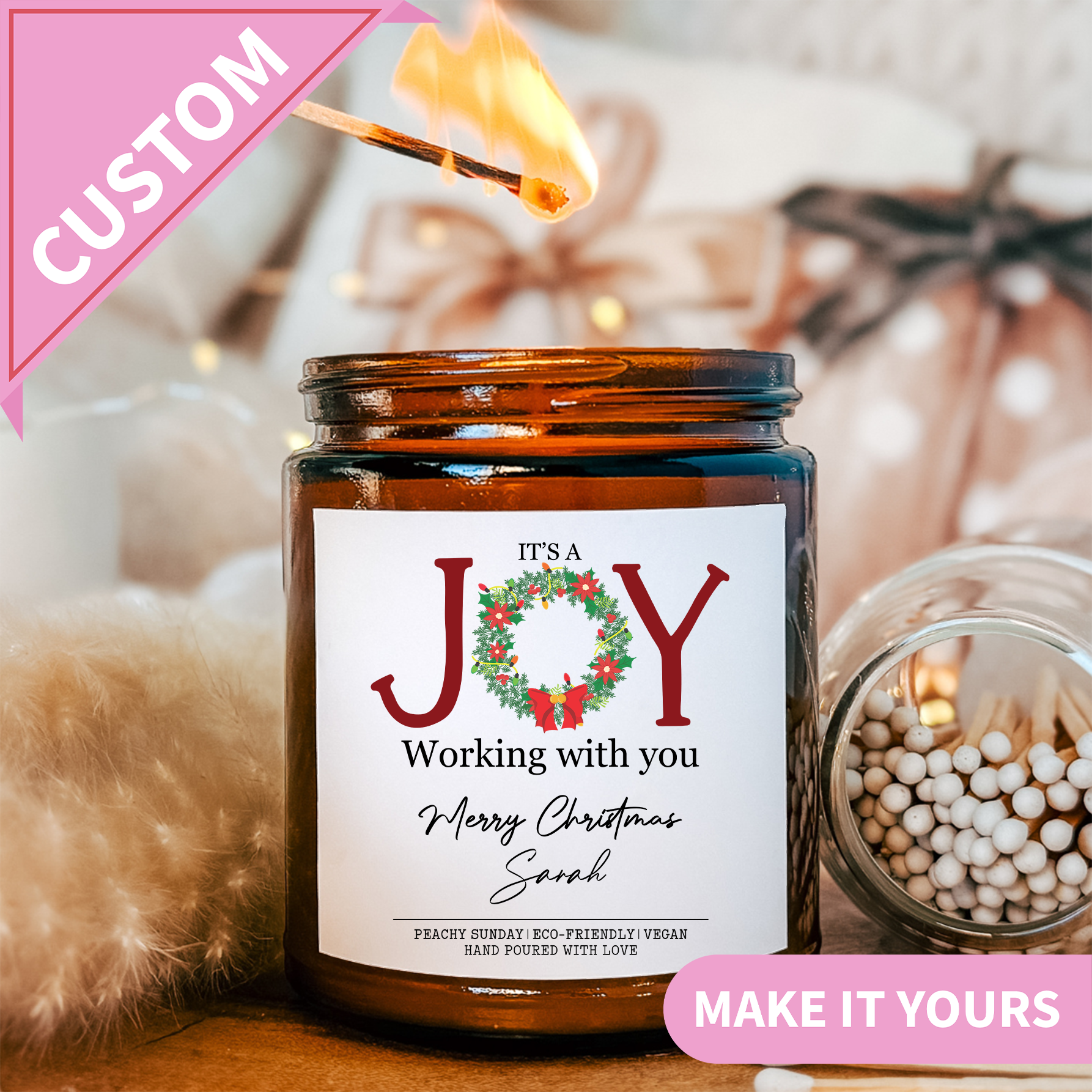 Personalized It's A Joy Working With You Candle