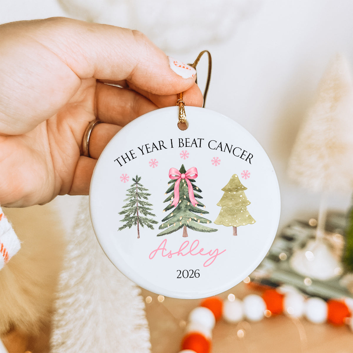 Personalized The Year I Beat The Cancer Christmas Ornament