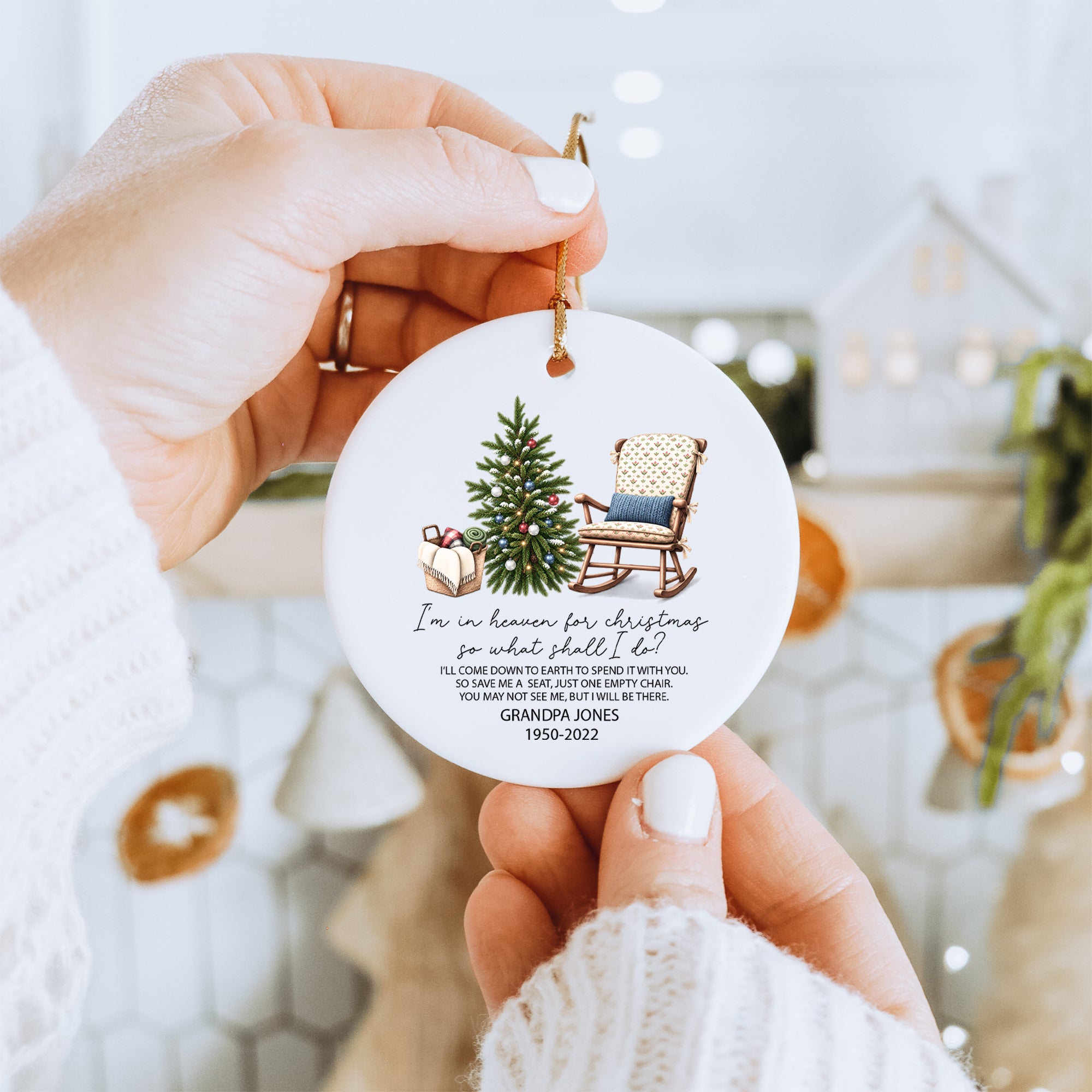 Personalisierbarer Weihnachts-Gedenkbaumschmuck für einen geliebten Menschen im Himmel