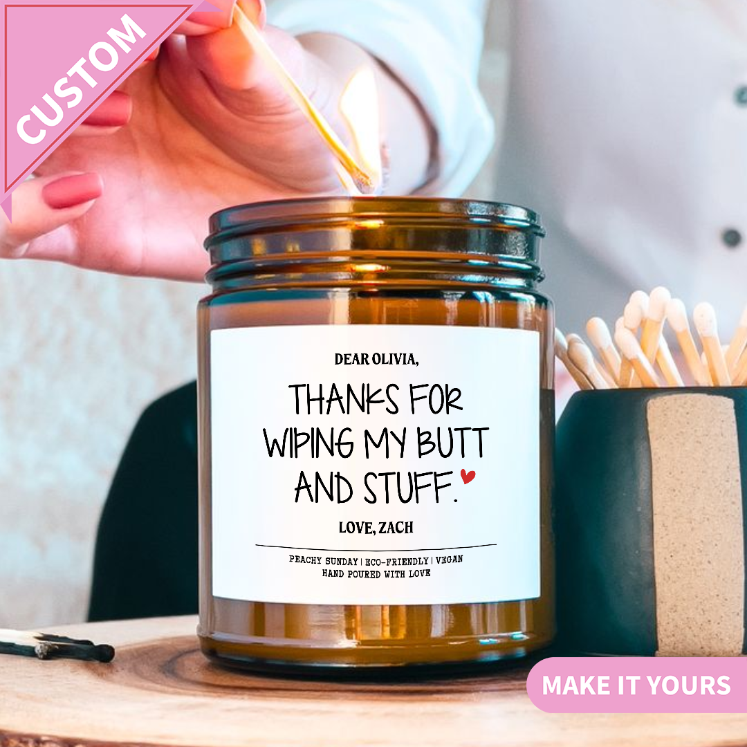 Custom Funny Nanny Thank You Gift for Babysitter & Caregiver Candle