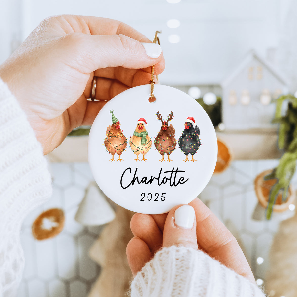 Personalisierter Hühner-Weihnachtsbaumschmuck