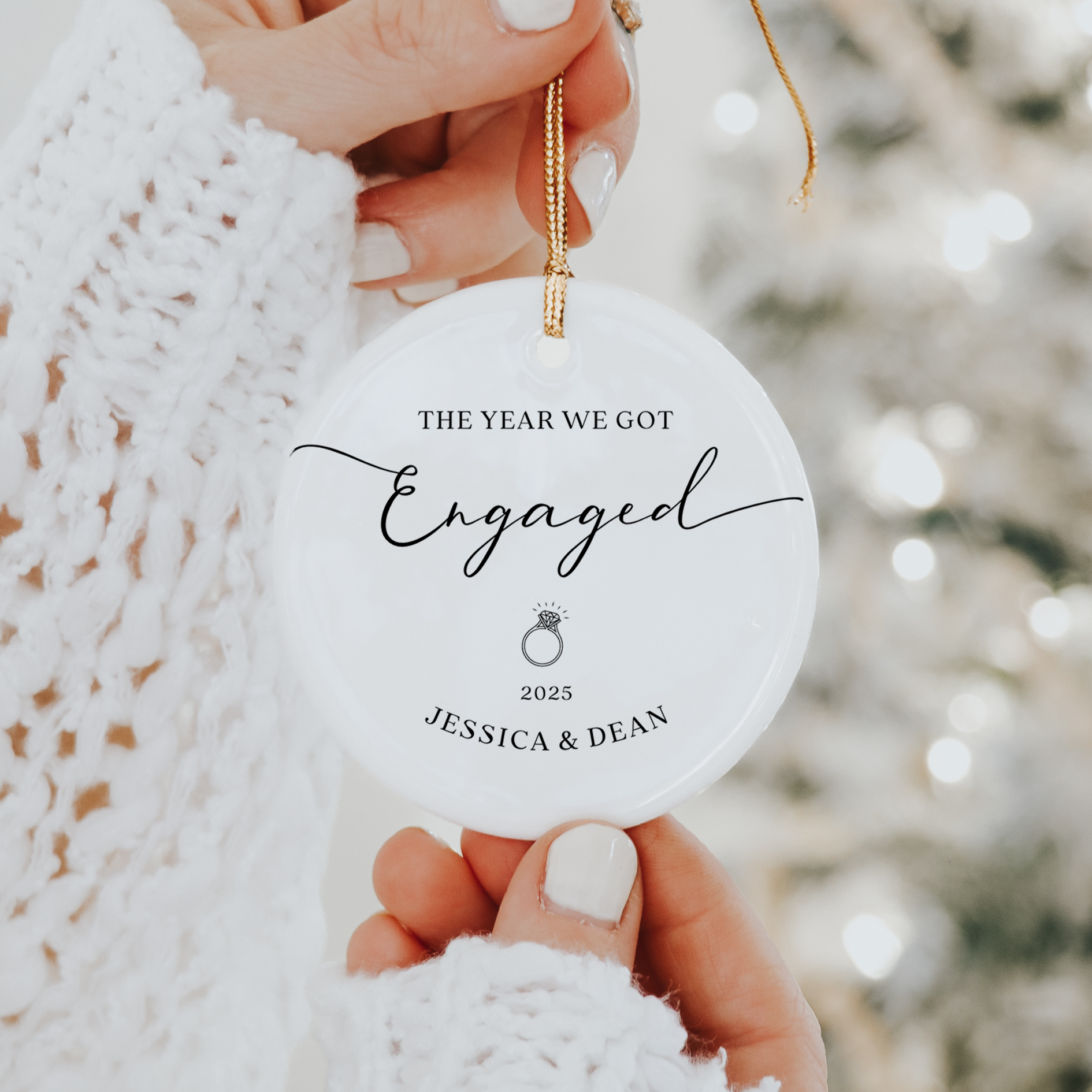 Personalized First Christmas Engaged Ornament