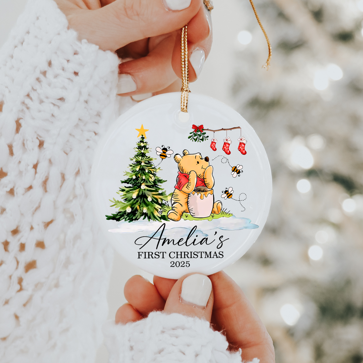 Personalized Baby's First Christmas Pooh Ornament