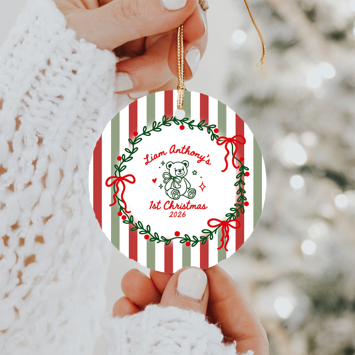 Personalisierbarer Christbaumschmuck zum 1. Weihnachten des Babys