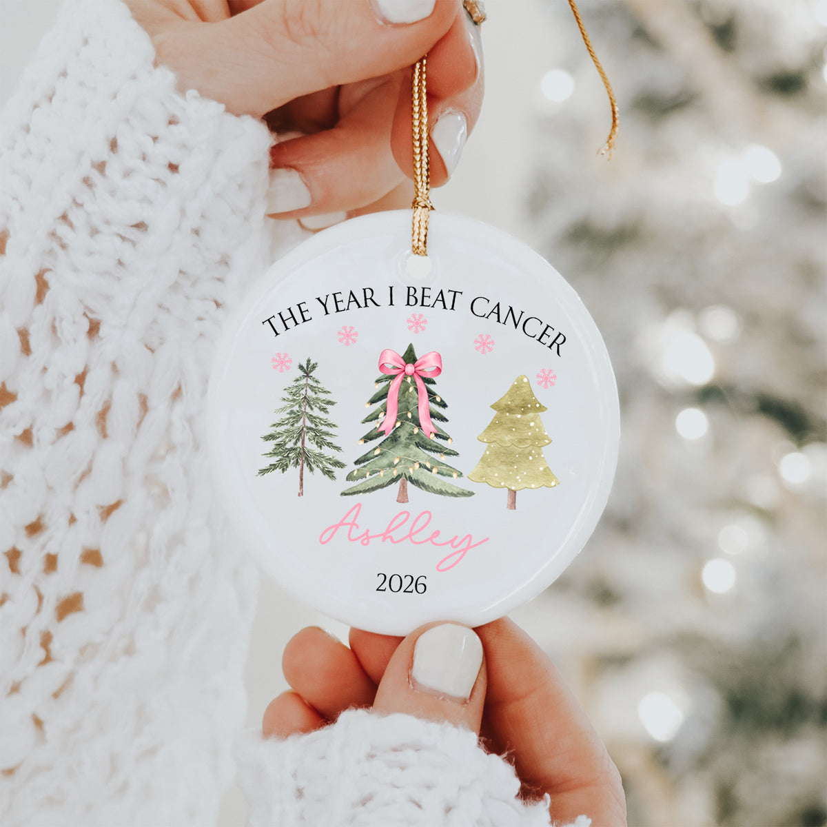 Personalized The Year I Beat The Cancer Christmas Ornament