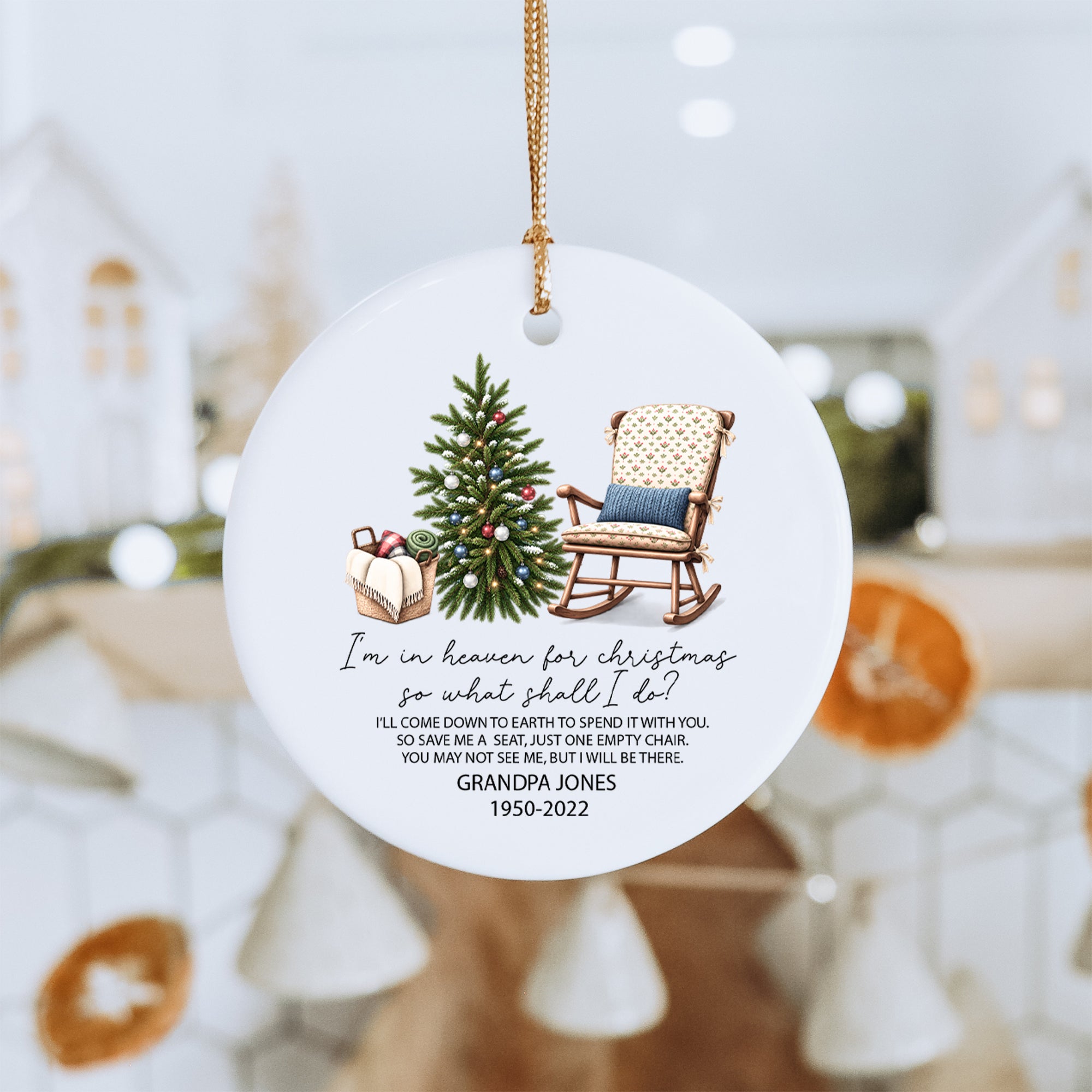 Personalisierbarer Weihnachts-Gedenkbaumschmuck für einen geliebten Menschen im Himmel