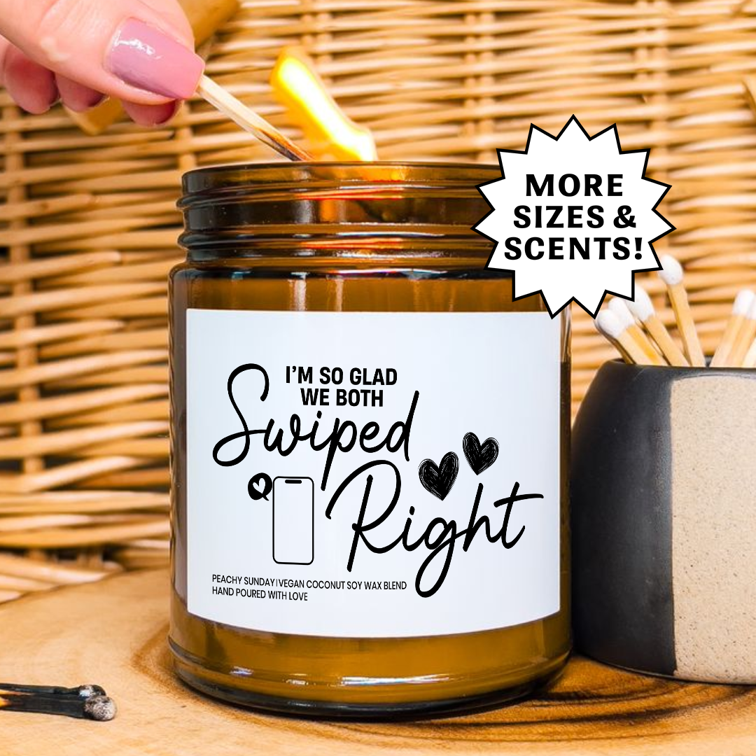 Swiped Right Funny Romantic Gift for Couples Candle
