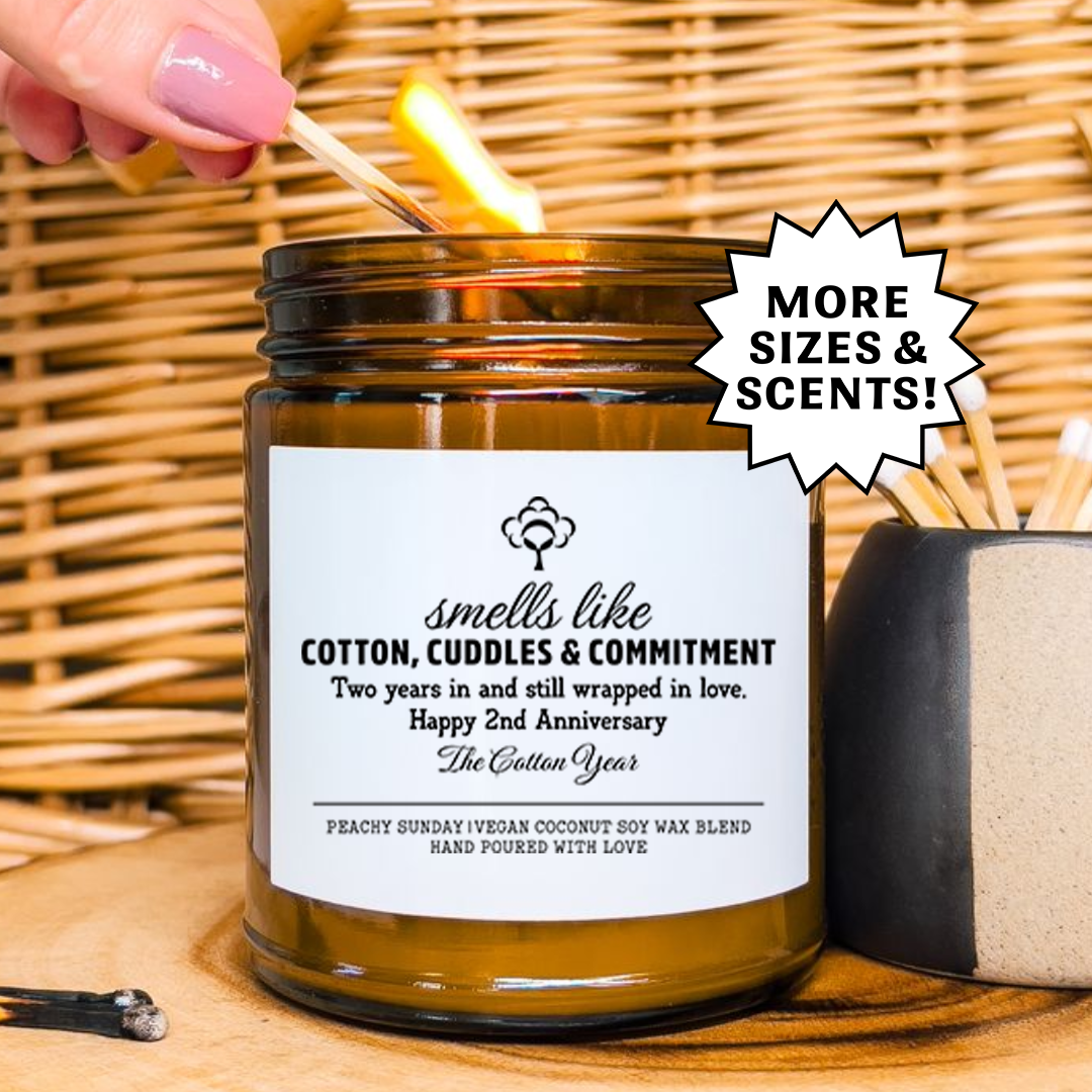 Smells Like Cotton Cuddles & Commitment Second Anniversary  Gift Candle