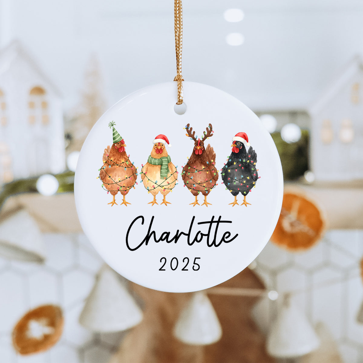 Personalisierter Hühner-Weihnachtsbaumschmuck