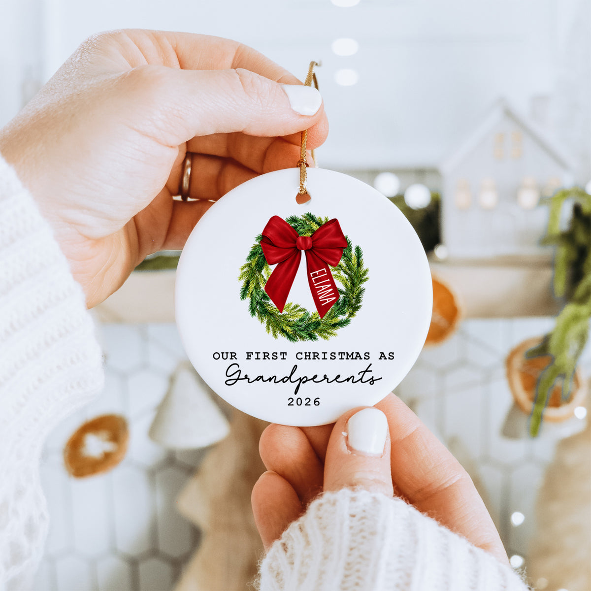 Personalized Our First Christmas As Grandperents Ornament